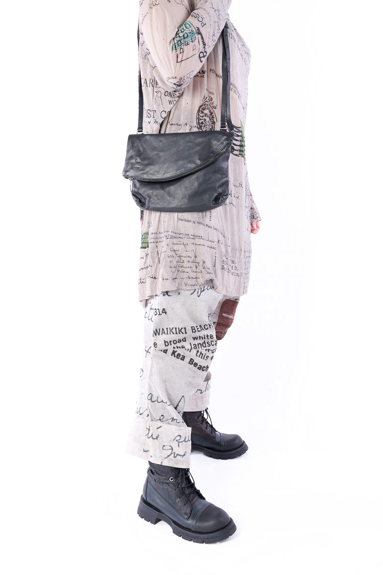 Leder Umhängetasche - Schwarz - TINA PICCOLA