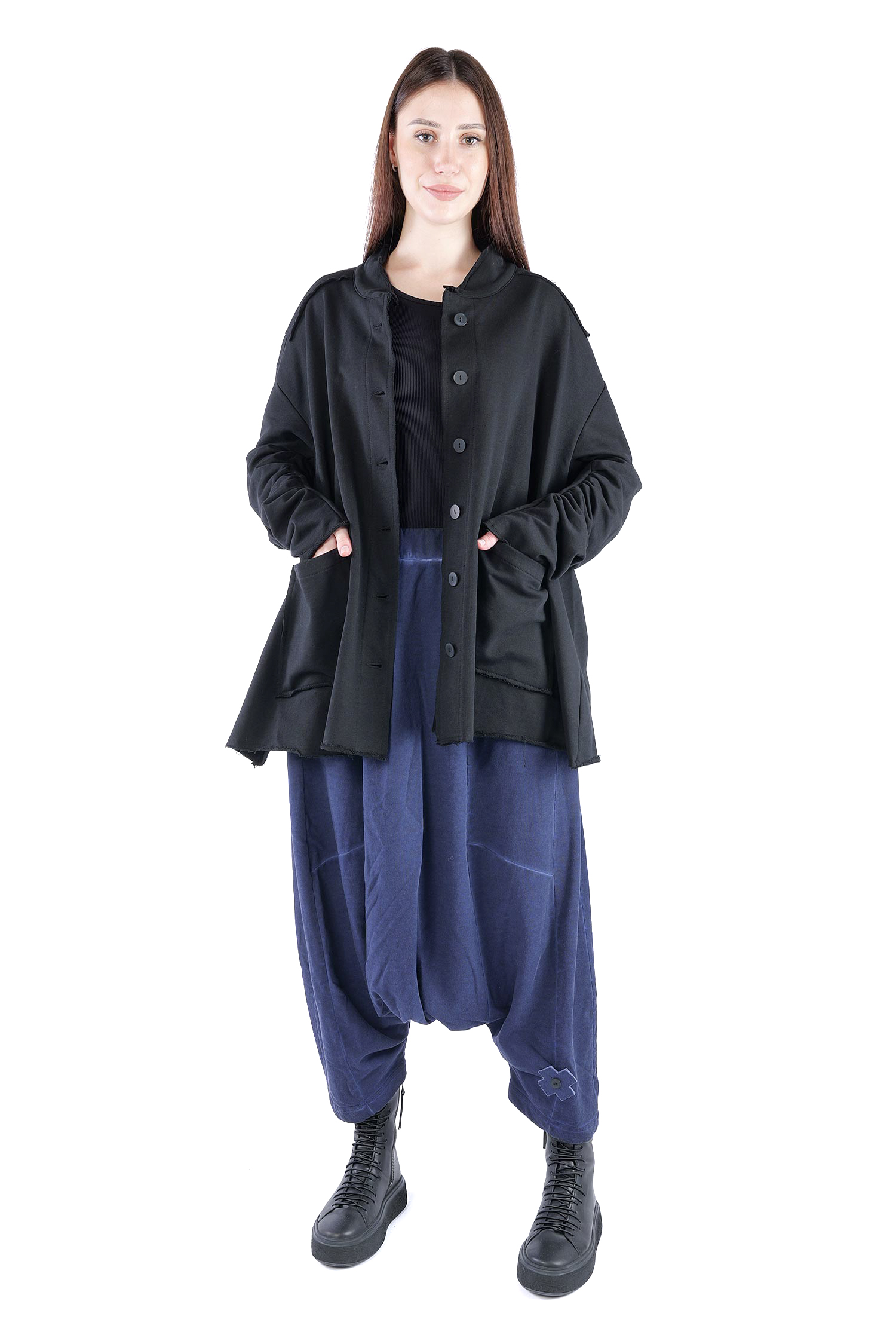 Oversize Sweatjacke - Schwarz - 2129