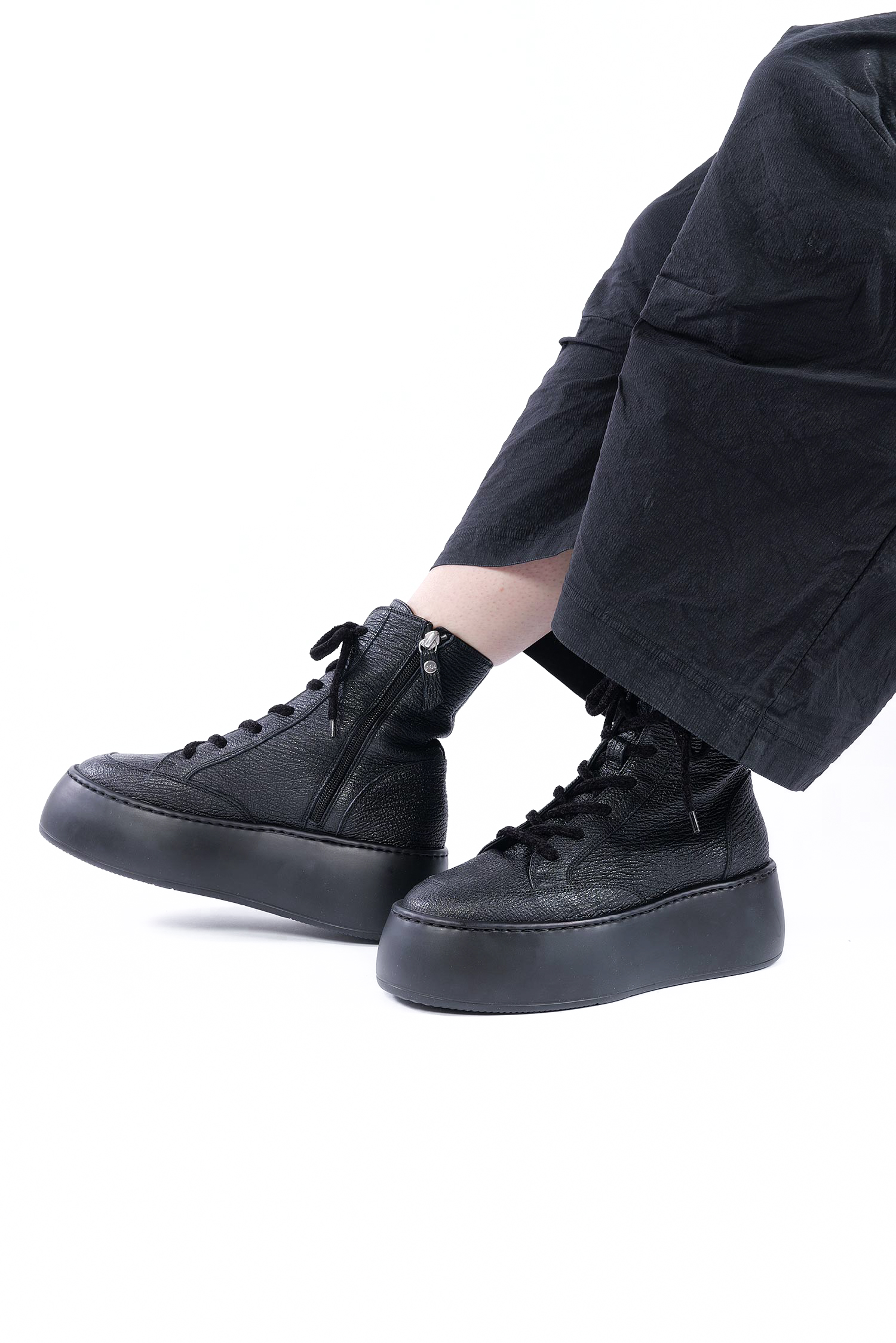 Leder-Sneaker - Schwarz - Vibe Lowboot