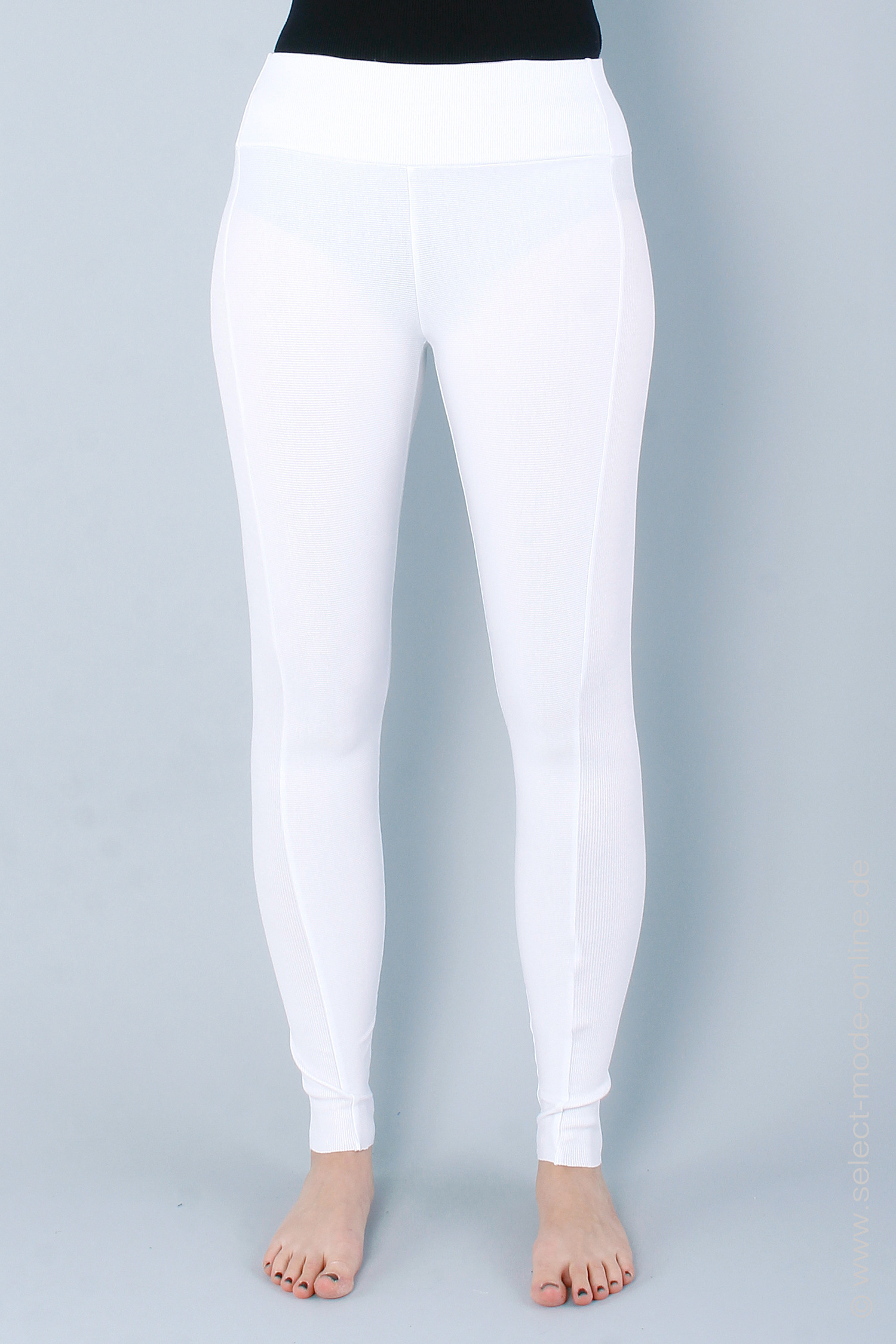 Rippjersey Leggings - weiß