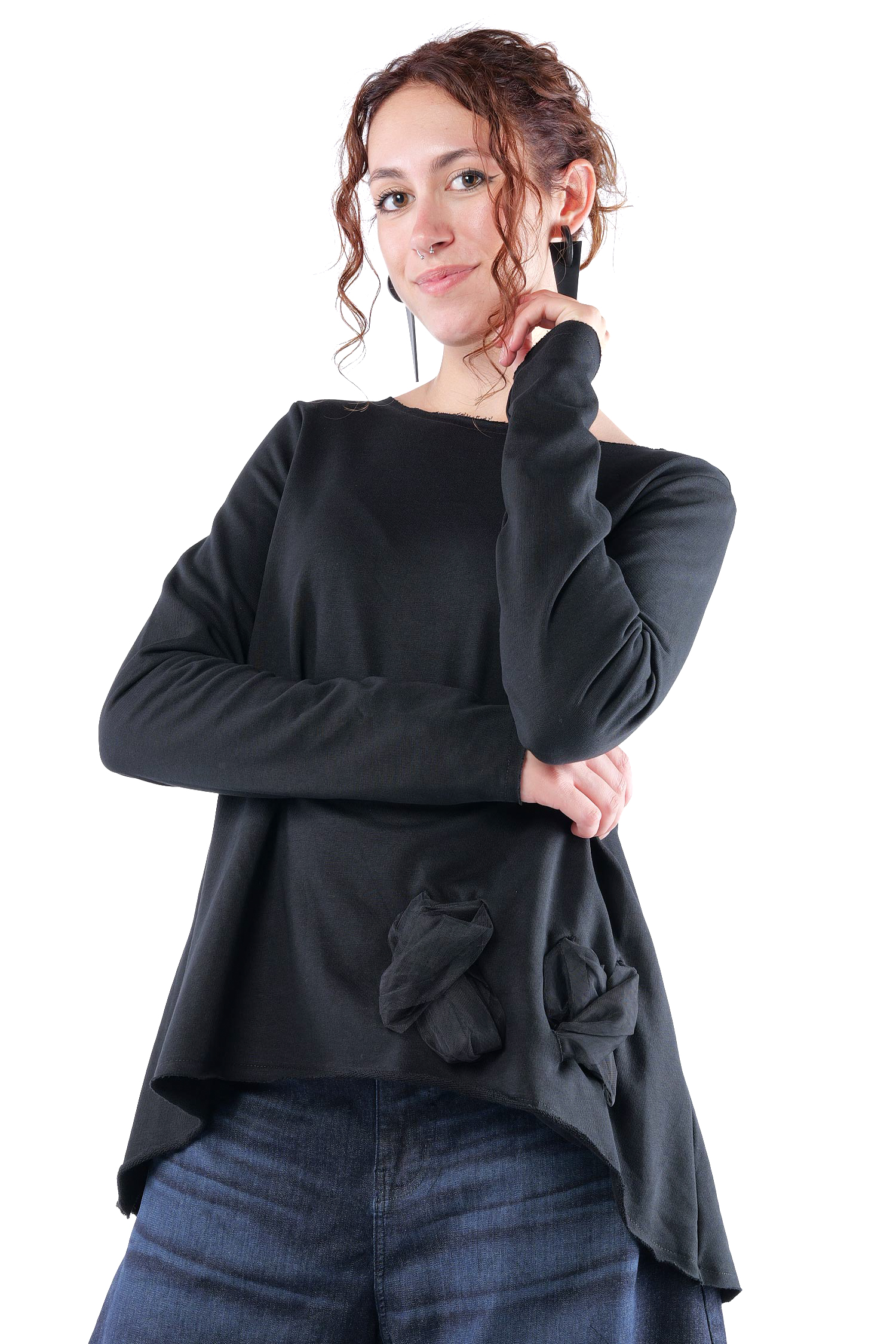 A-Linien Pullover - Schwarz - 2126