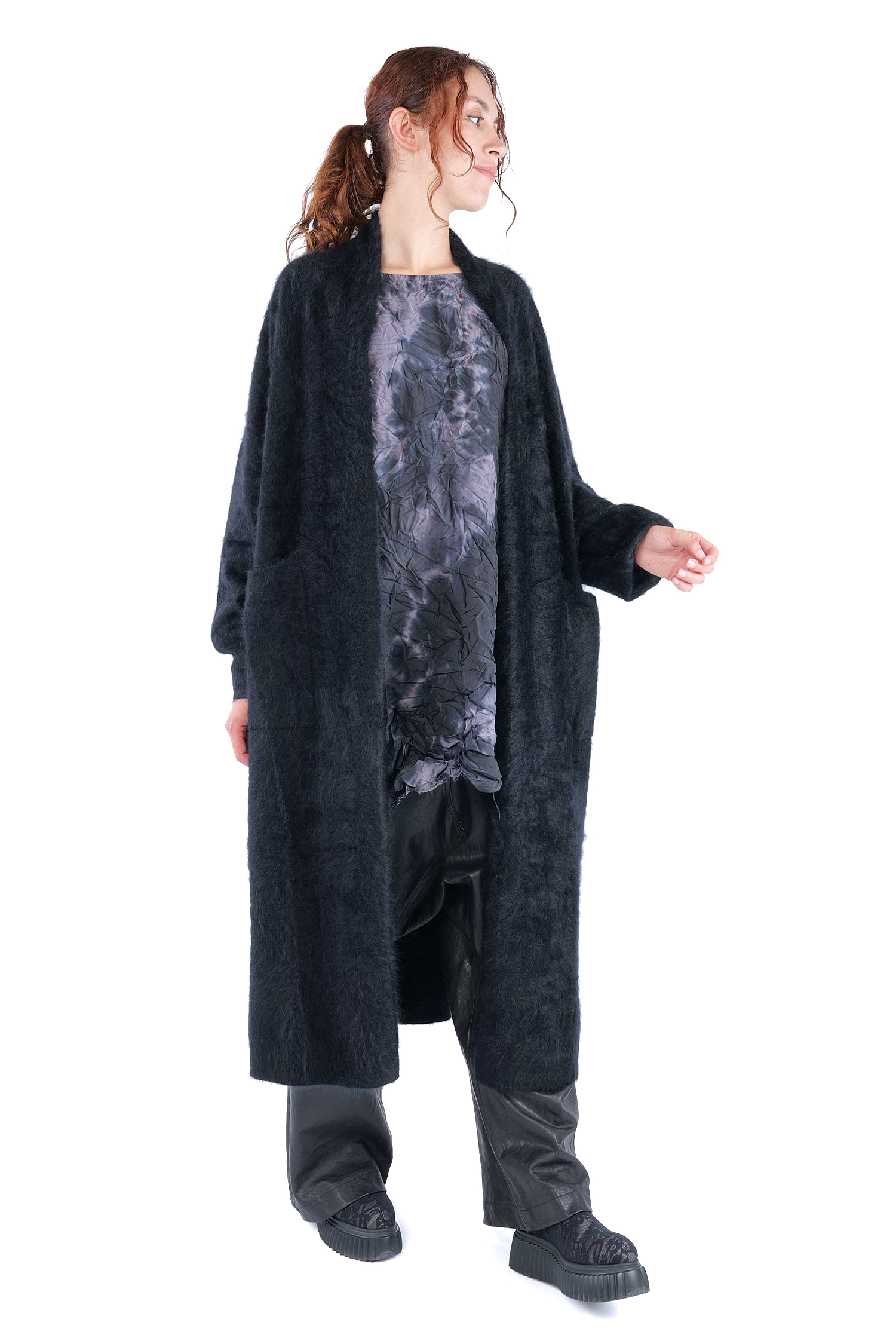 Flauschiger Kaschmir Cardigan - Night - 25133