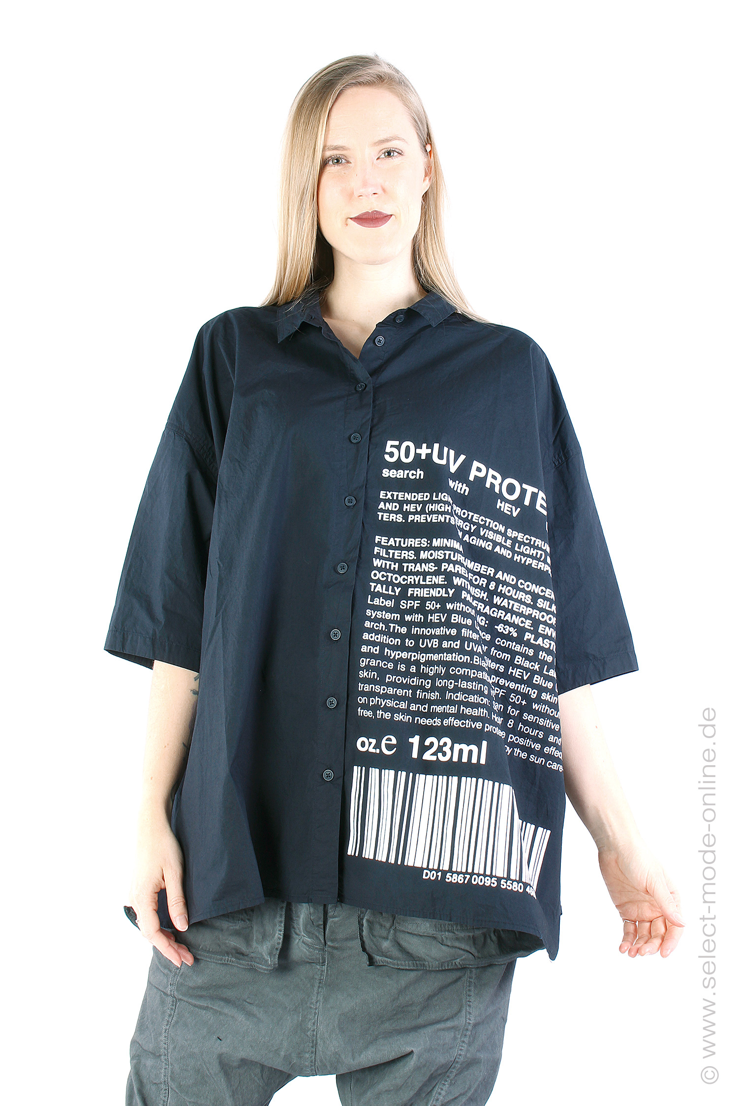 Oversize Bluse - Black Print - 1243320403