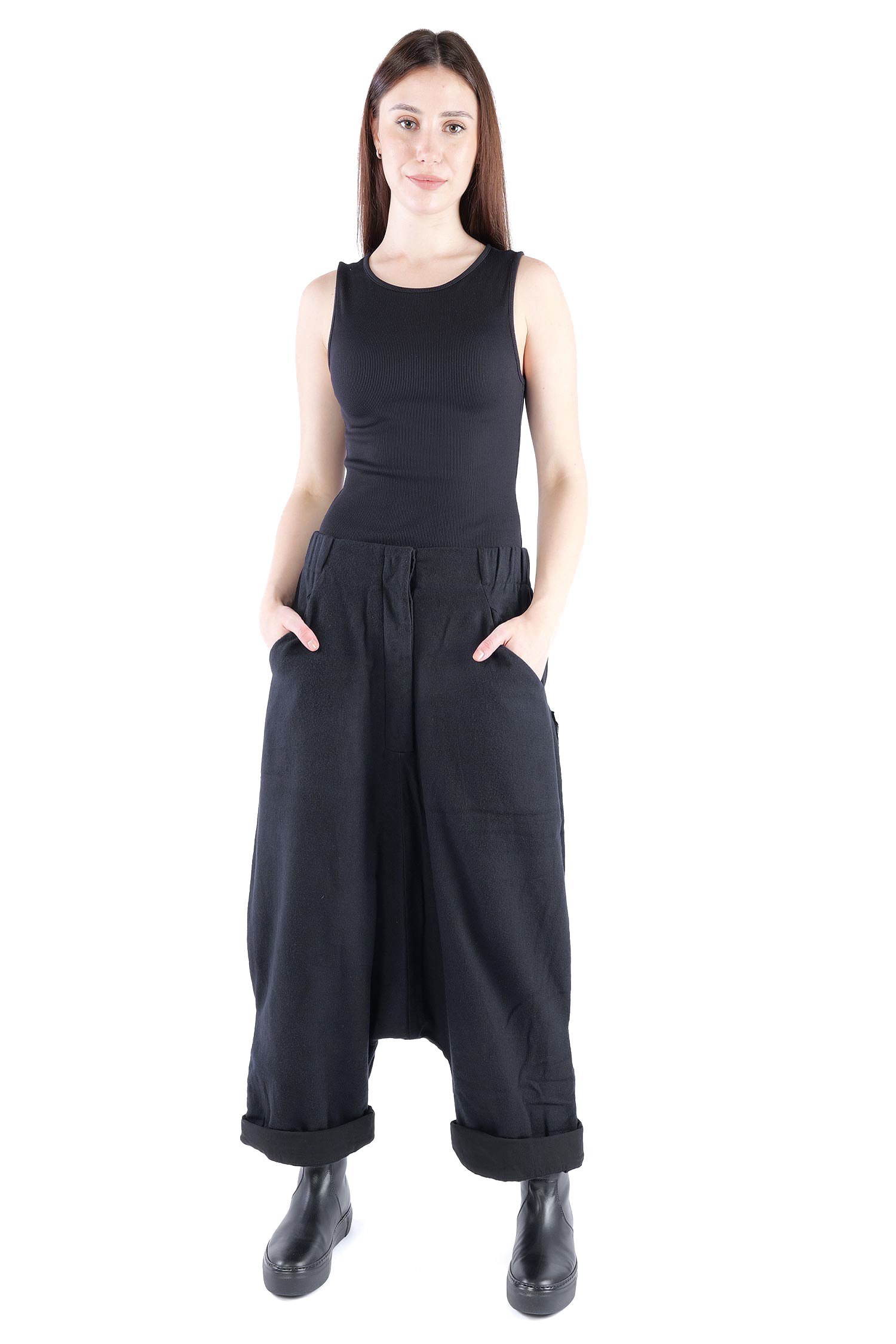 Flanell-Hose - Schwarz - Glano