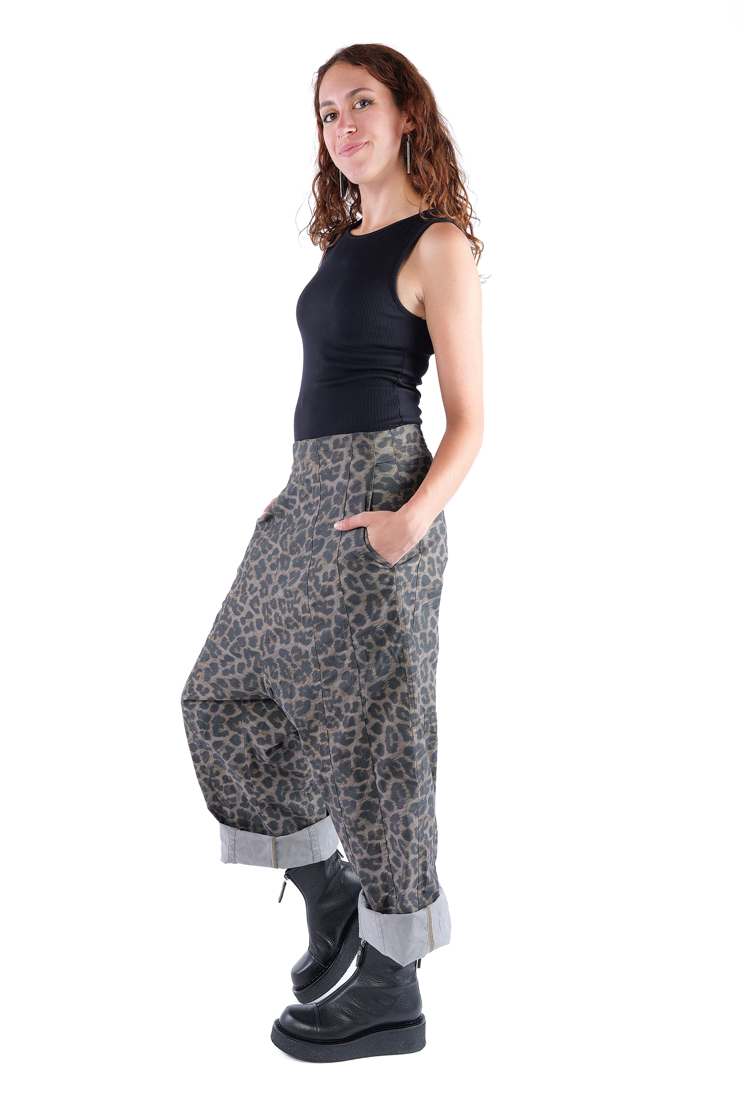 Weite Stretchhose - Leo black cloud - 2261390106