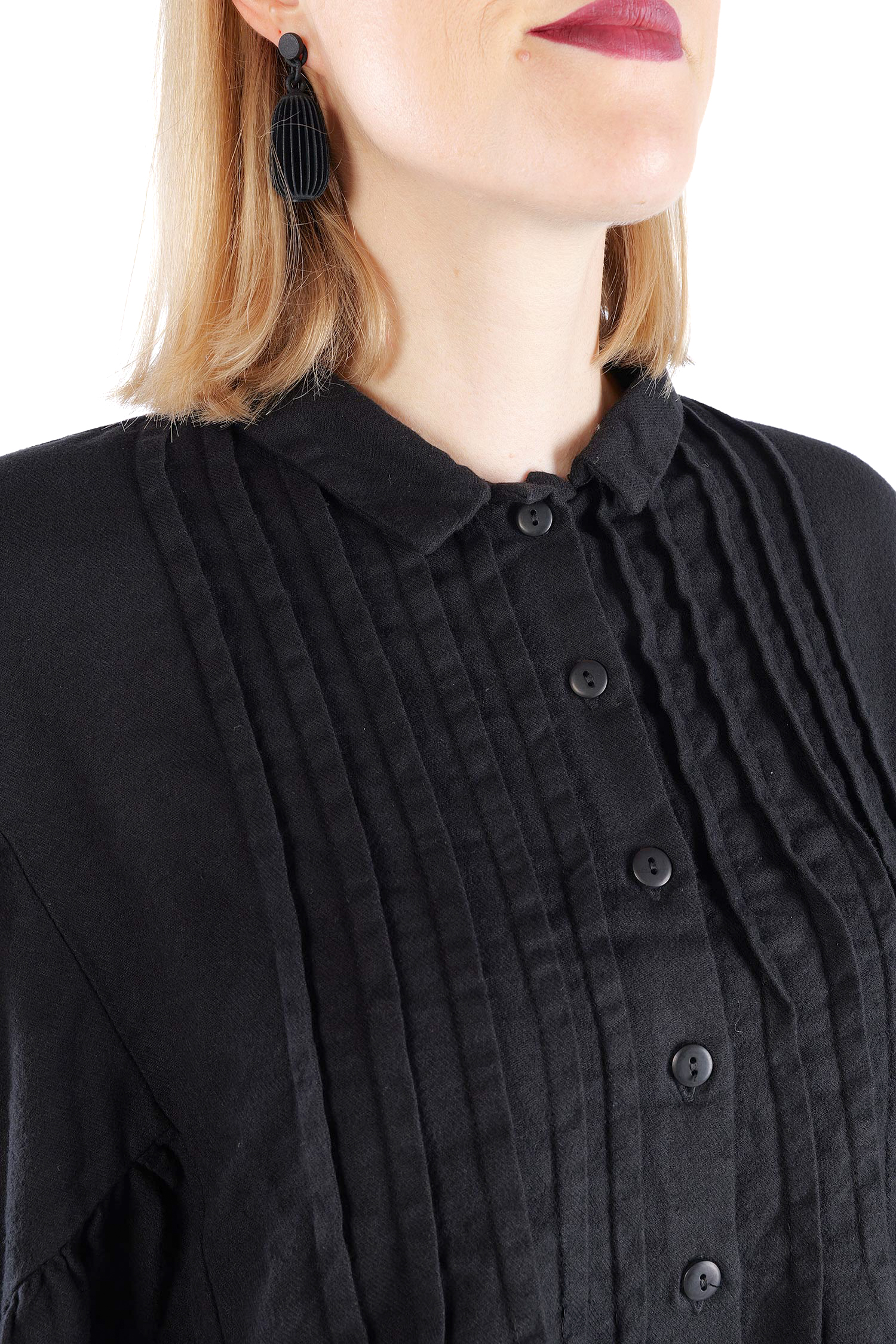 Kurze Flanelljacke - Schwarz - Innenfrei