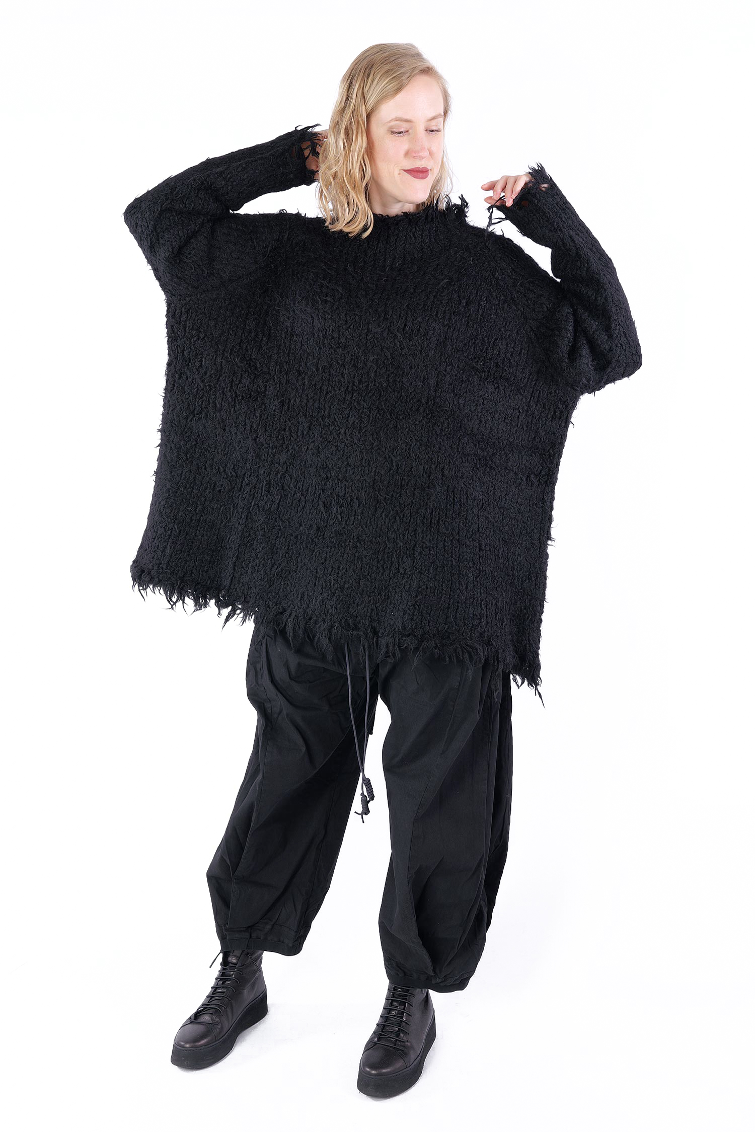 Alpaka Grobstrickpullover - Schwarz - 2251380702