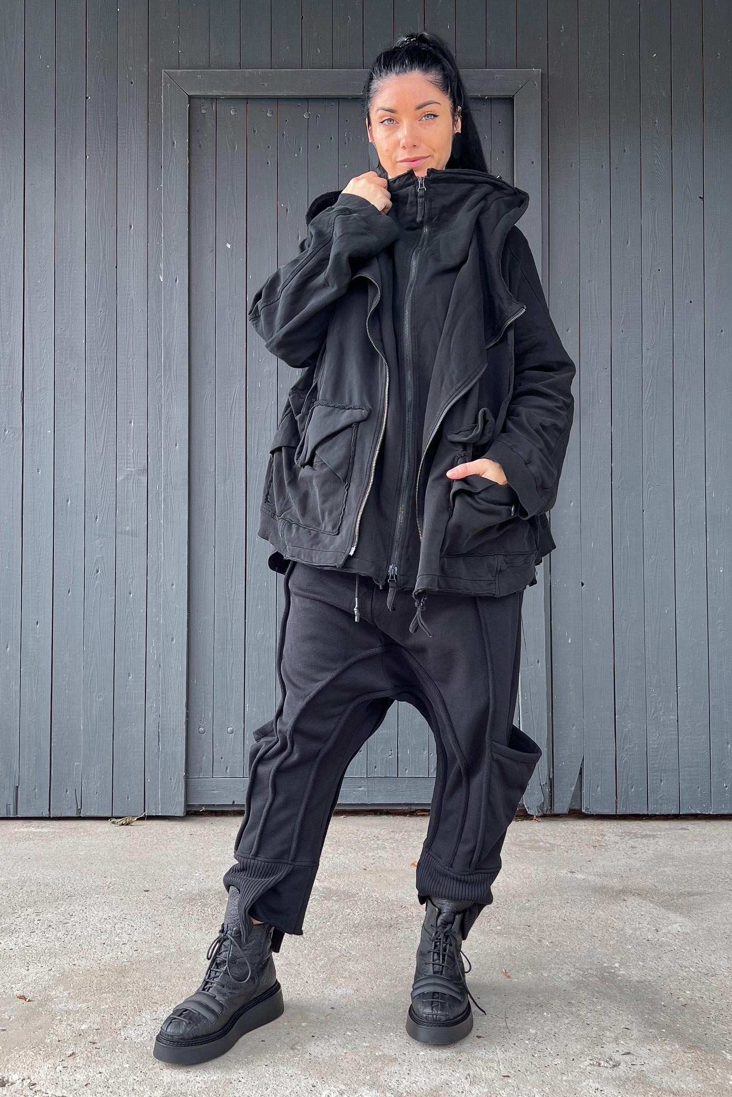 Oversize Sweatjacke - Schwarz - 2252271101