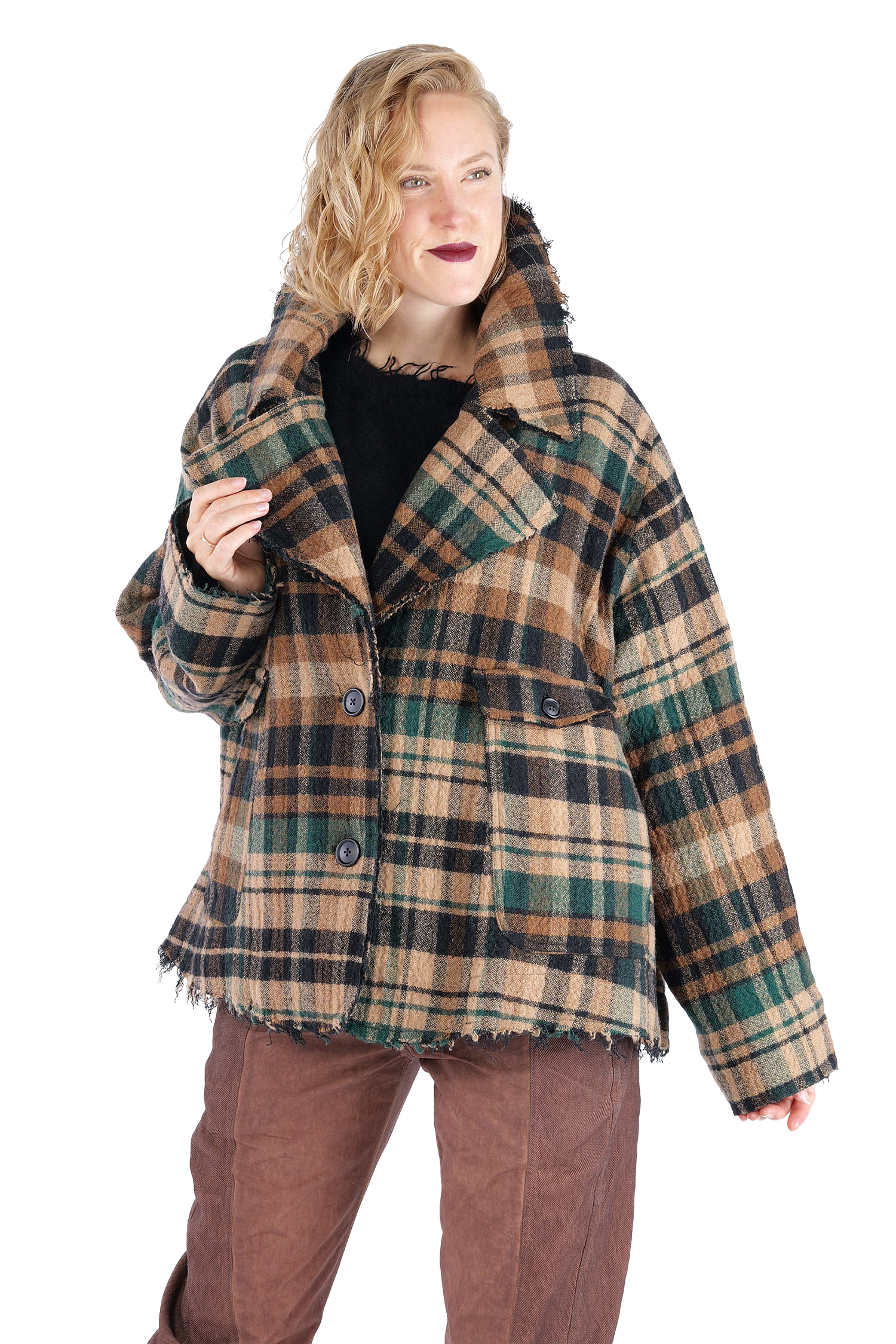 Fransige Winterjacke - Forest check - 2263281102