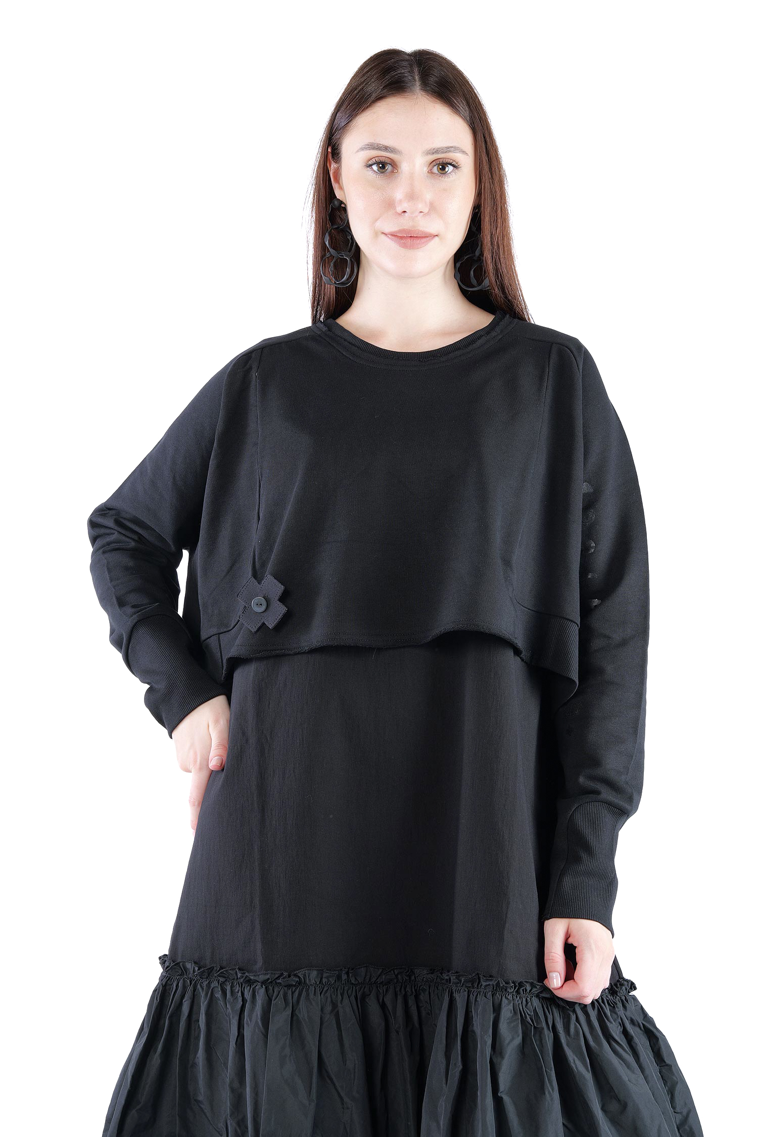 Kurzer Sweatpullover - Black print - 2137