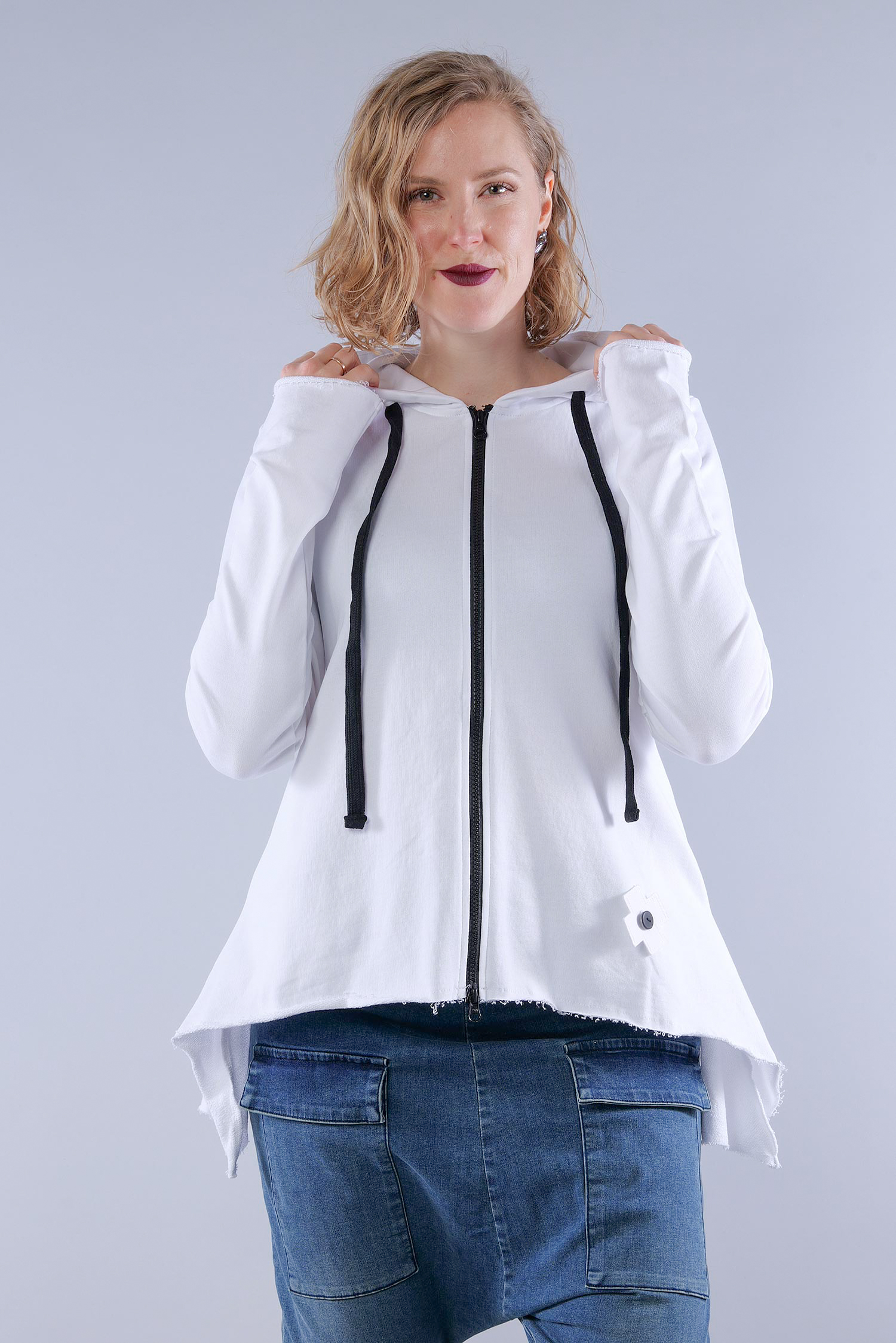 A-Linien Sweatjacke - Weiß - 2119