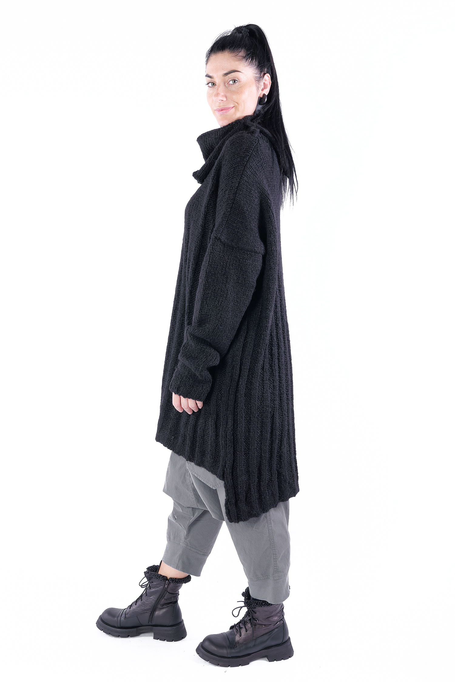 Grobstrick Tunika - Schwarz - Erynia