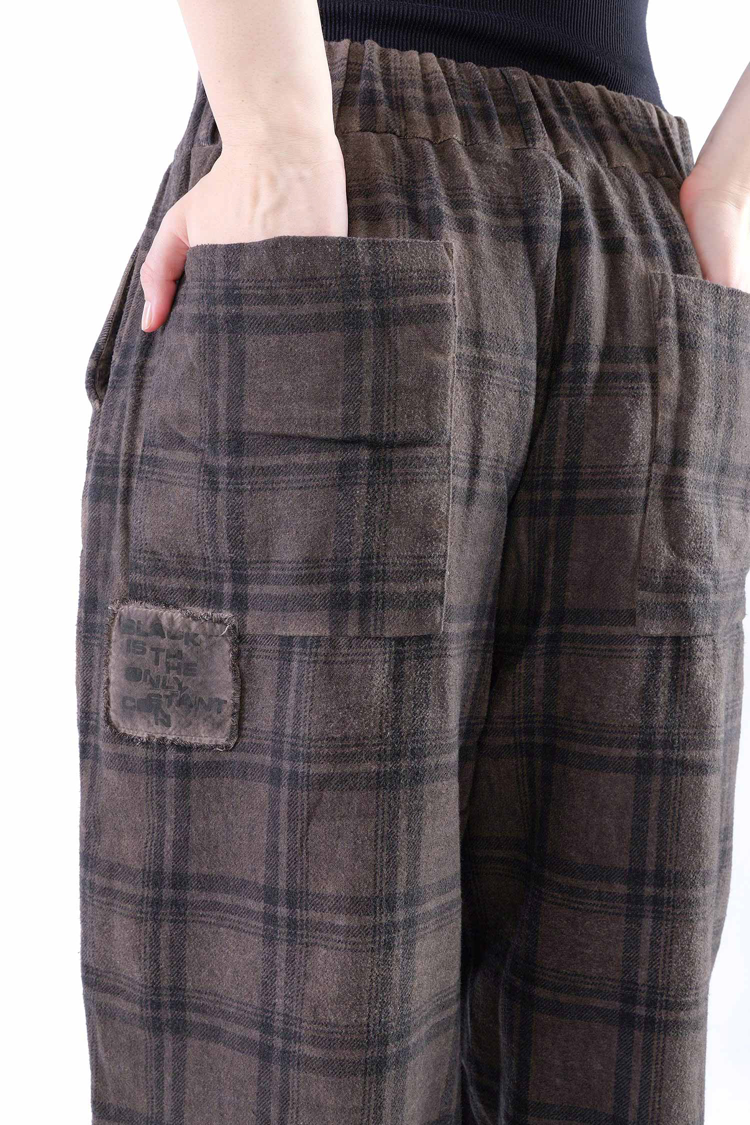 Pleated pants - Truffle old dye check - Casso