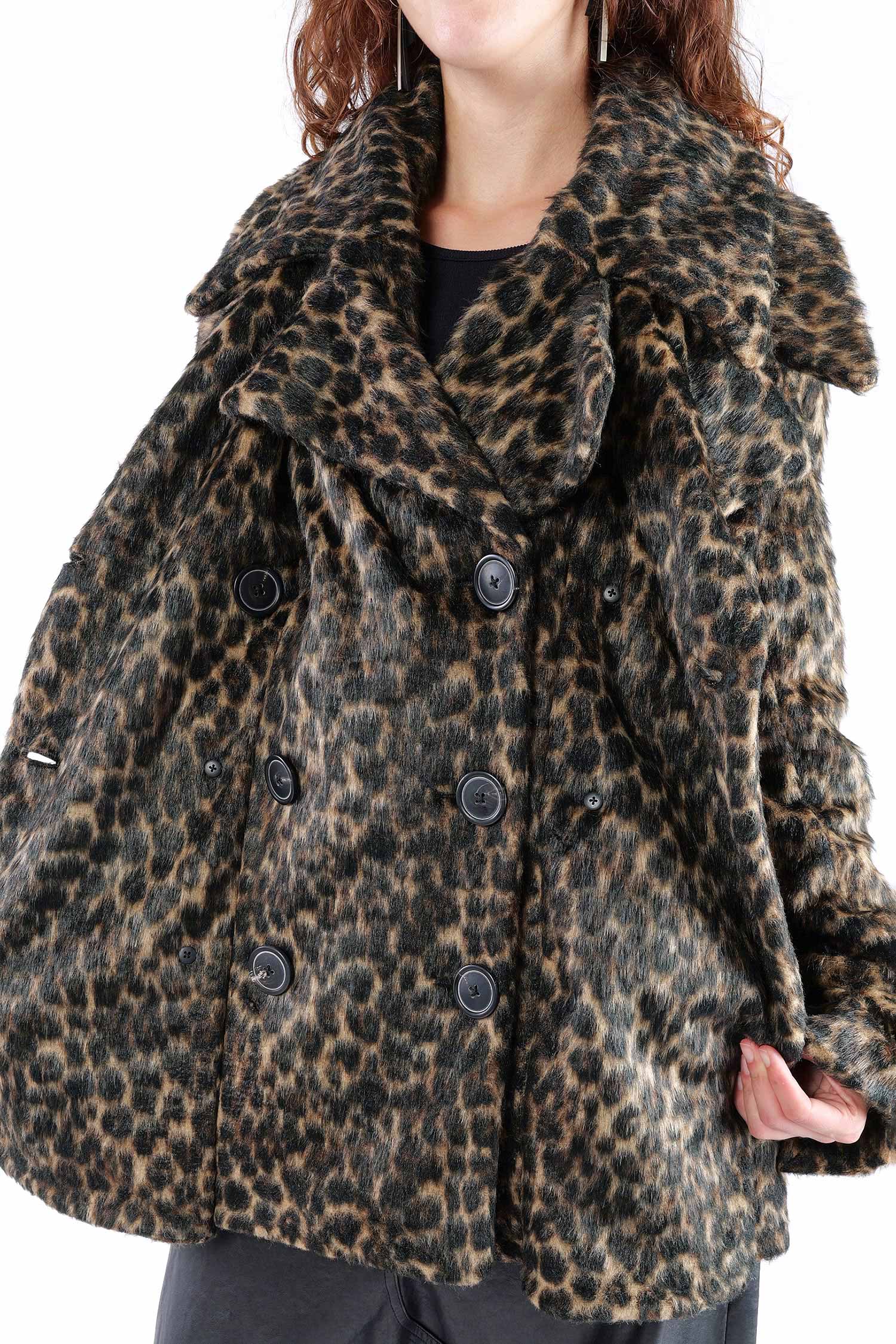 Oversized leopard fur jacket - Leo jacquard - 2261191102