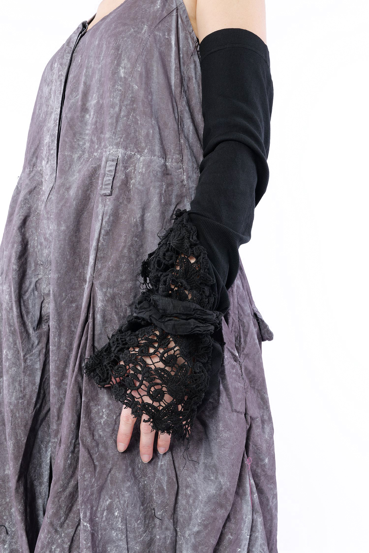 Arm warmers with lace - Black gloss - 1262182419