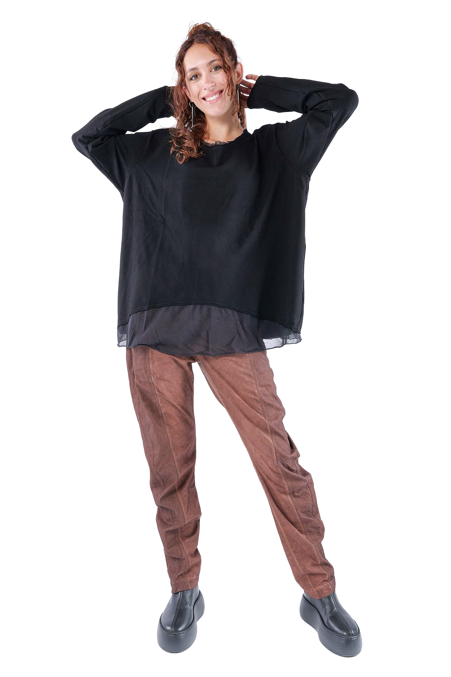 Shirt mit Tüll - Schwarz - 2263510502