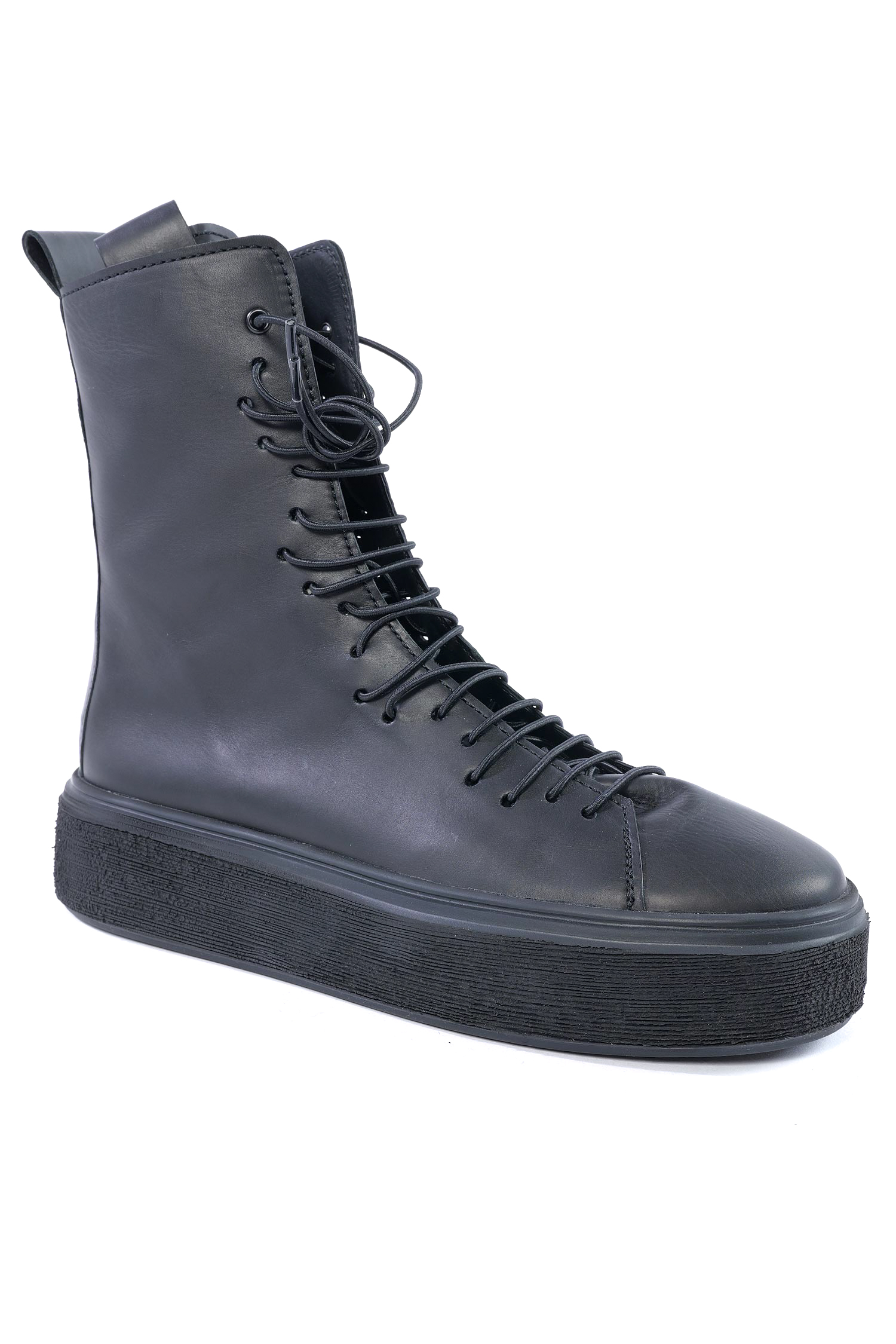 Hohe Ledersneaker - Schwarz - 907108