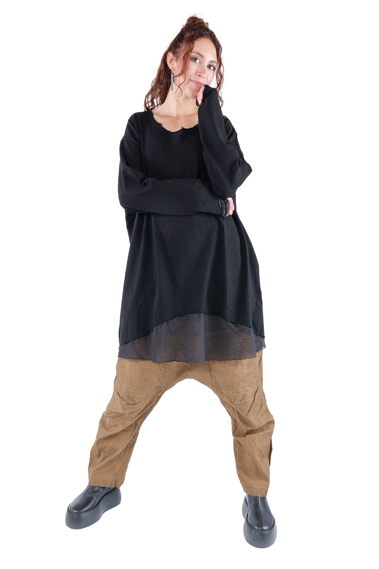 Tunika mit Tüll - Schwarz - 2263510503