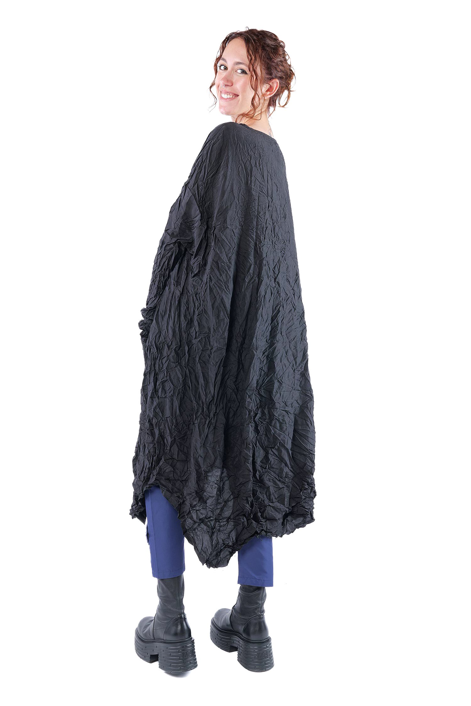 Oversize Seidenkleid - Schwarz - Ellastik