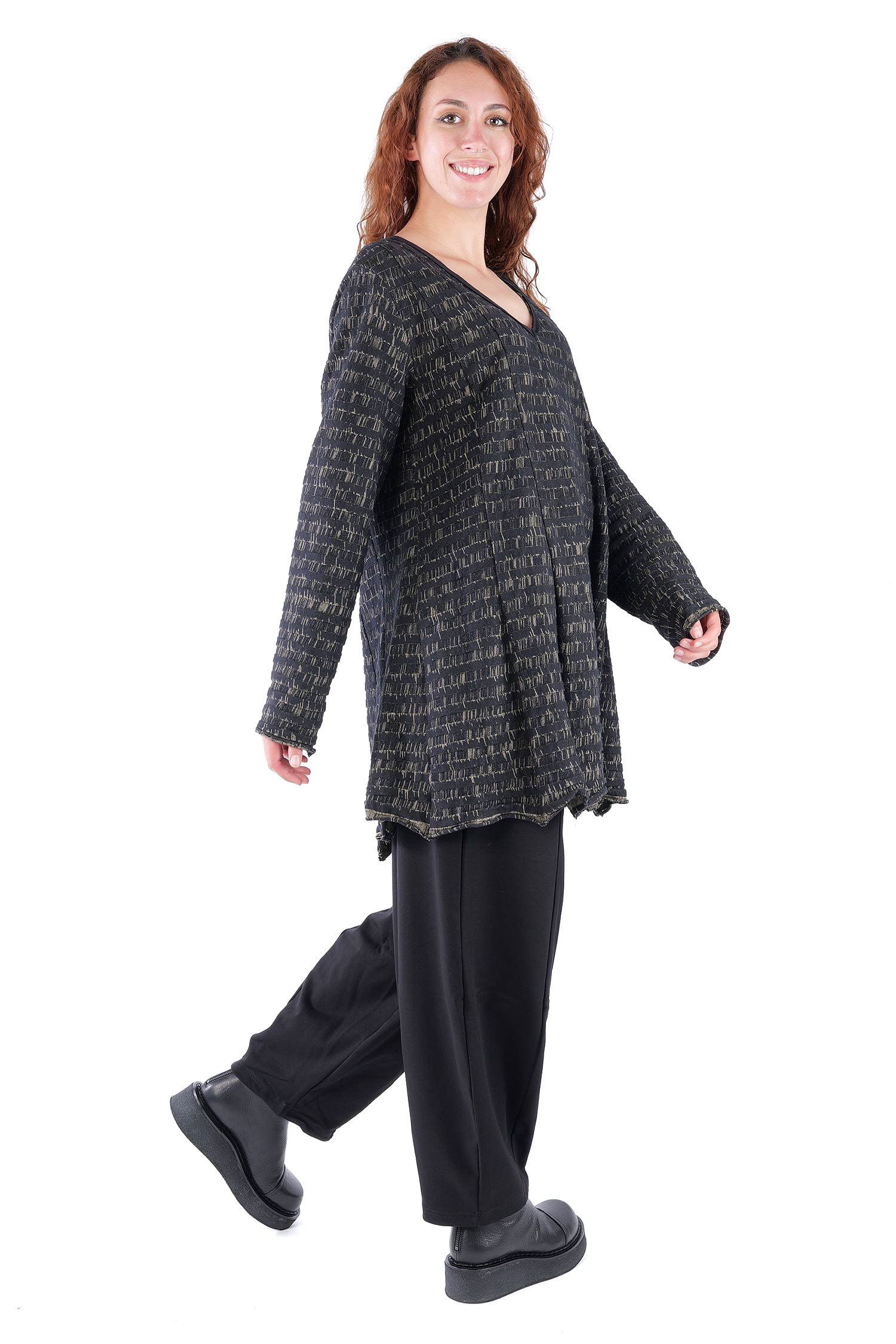Stricktunika - Black melange - X9076-X