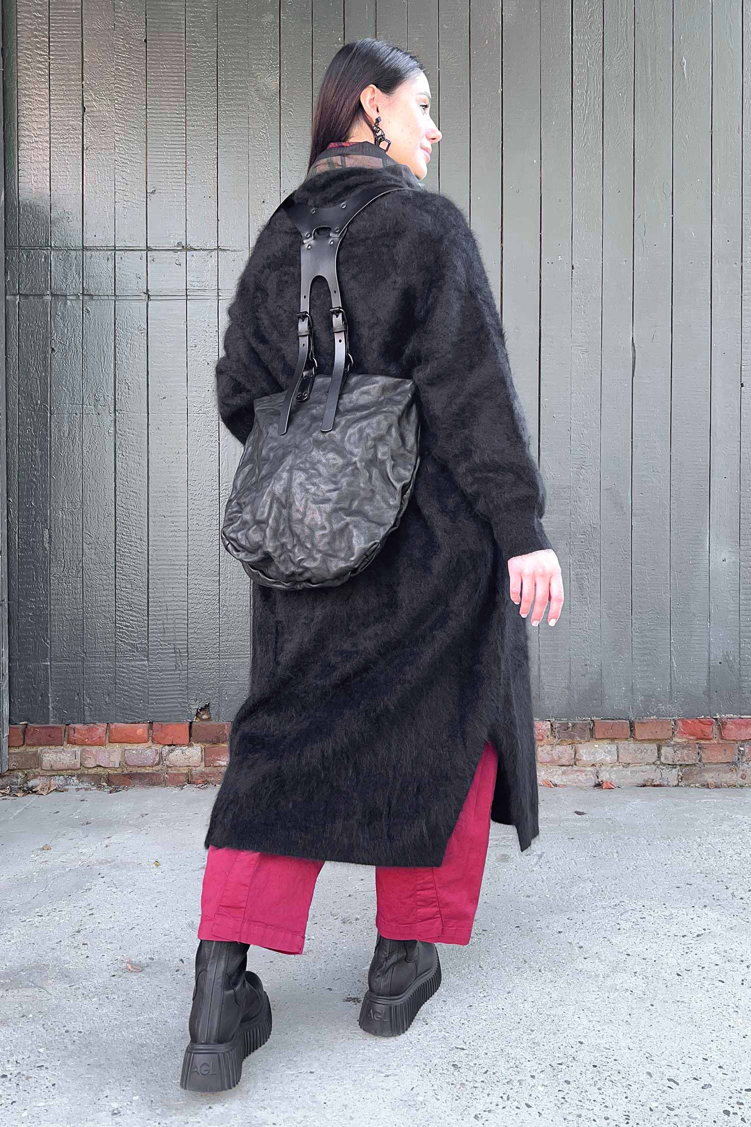 Leder Rucksack - schwarz - Maeko