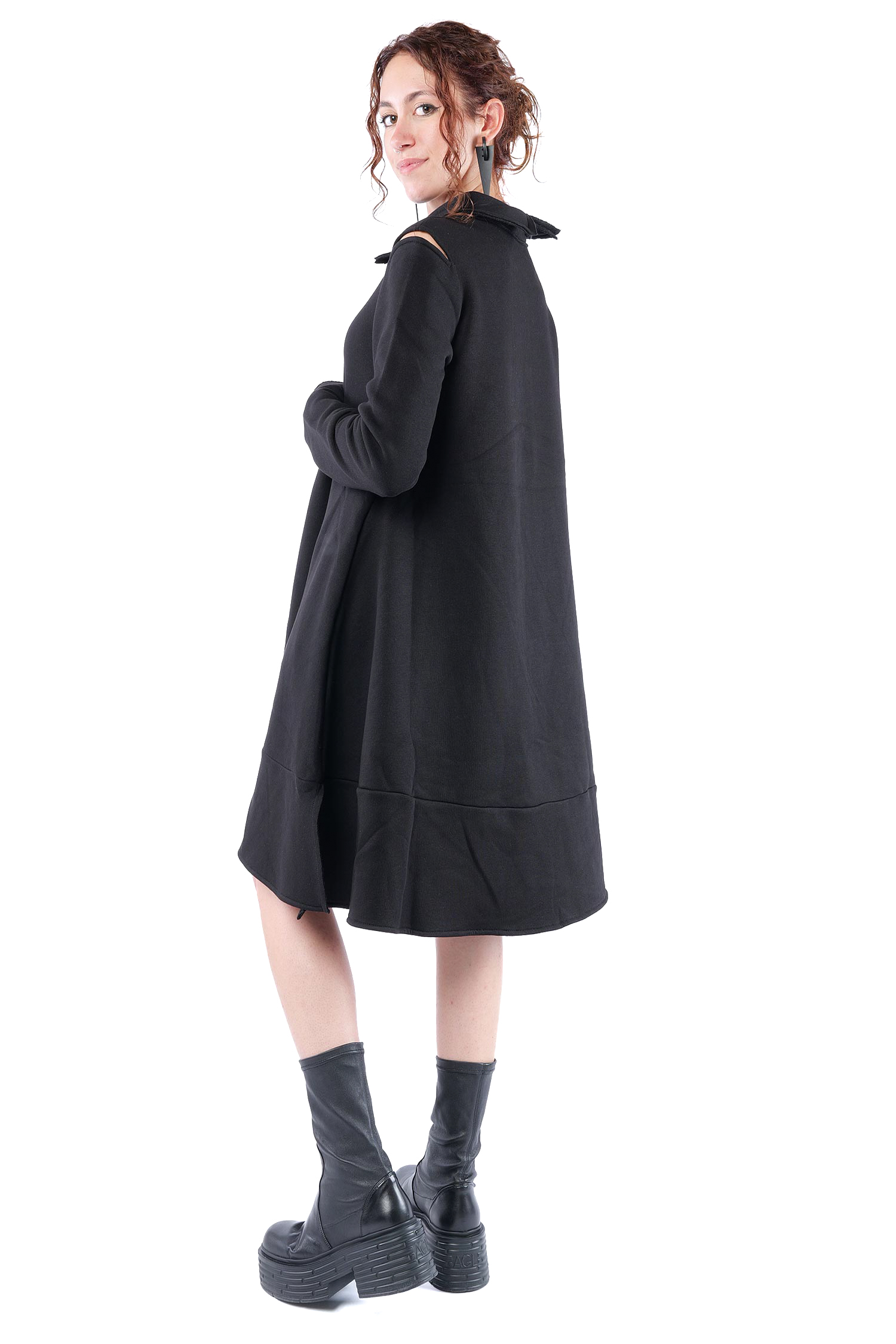 Mantel-Kleid - Schwarz - 1158