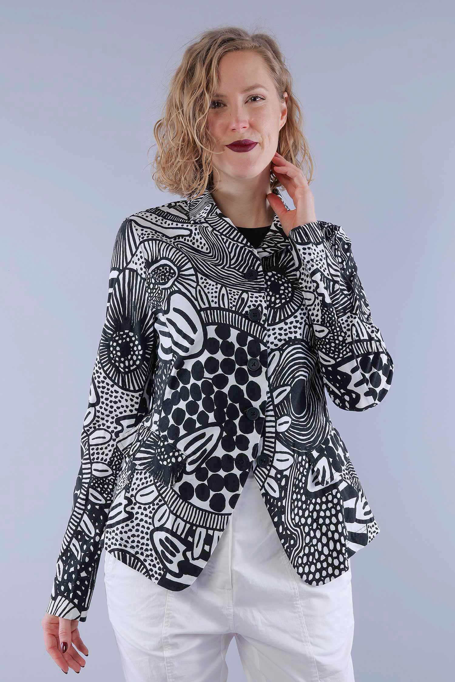 Stretch blazer jacket - Black print - 1263441107