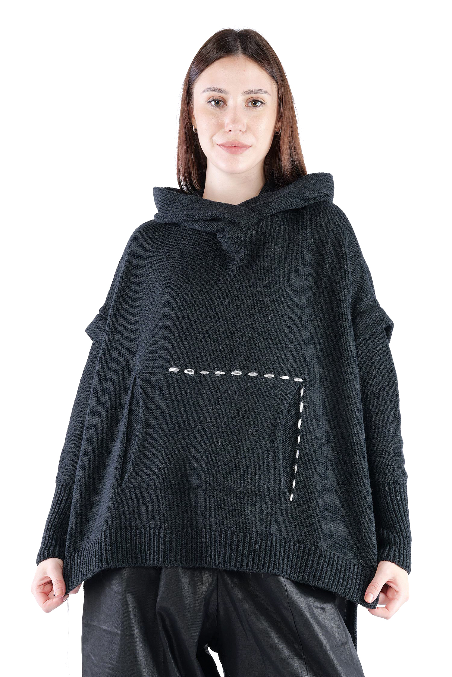 Strick Hoodie - Schwarz - Edooh
