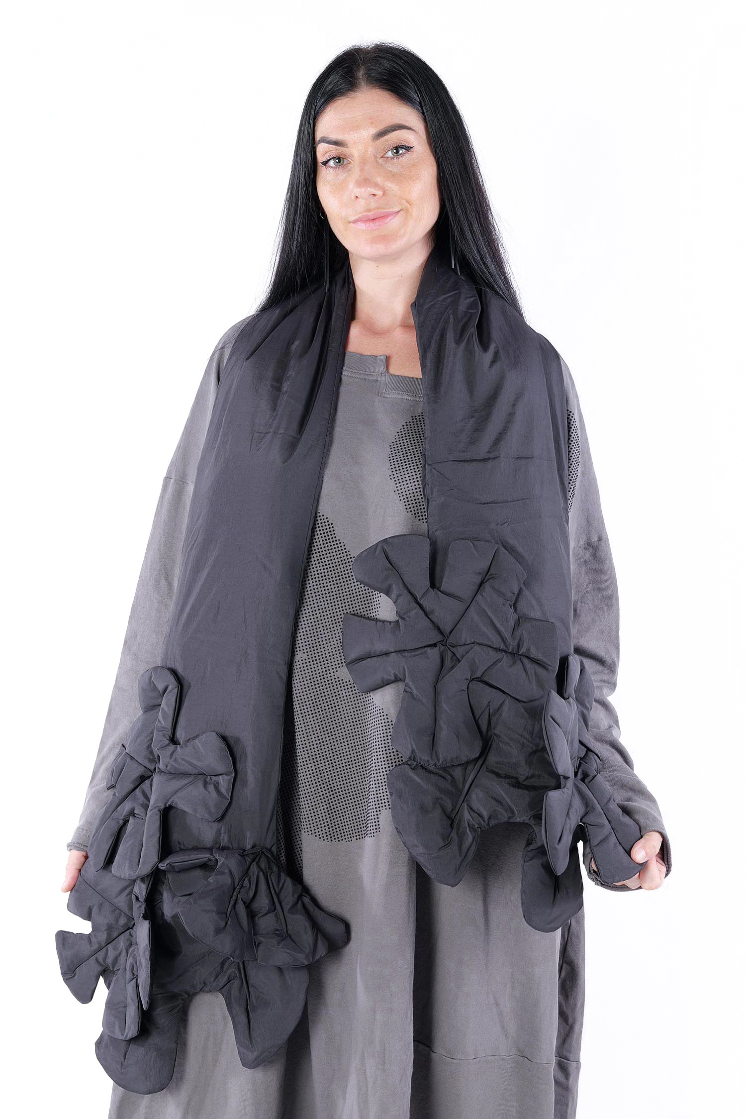 Schal mit Blüten - Schwarz - 2253211425