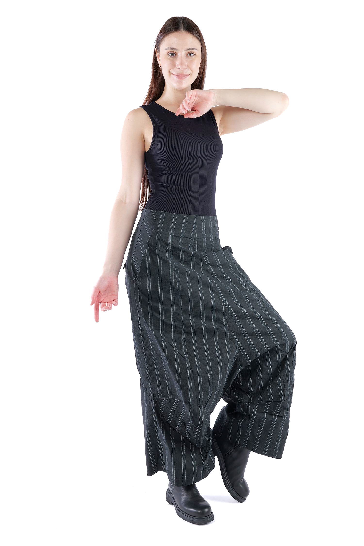 Weite Stretchhose - Petrol cloud stripe - 2261240104