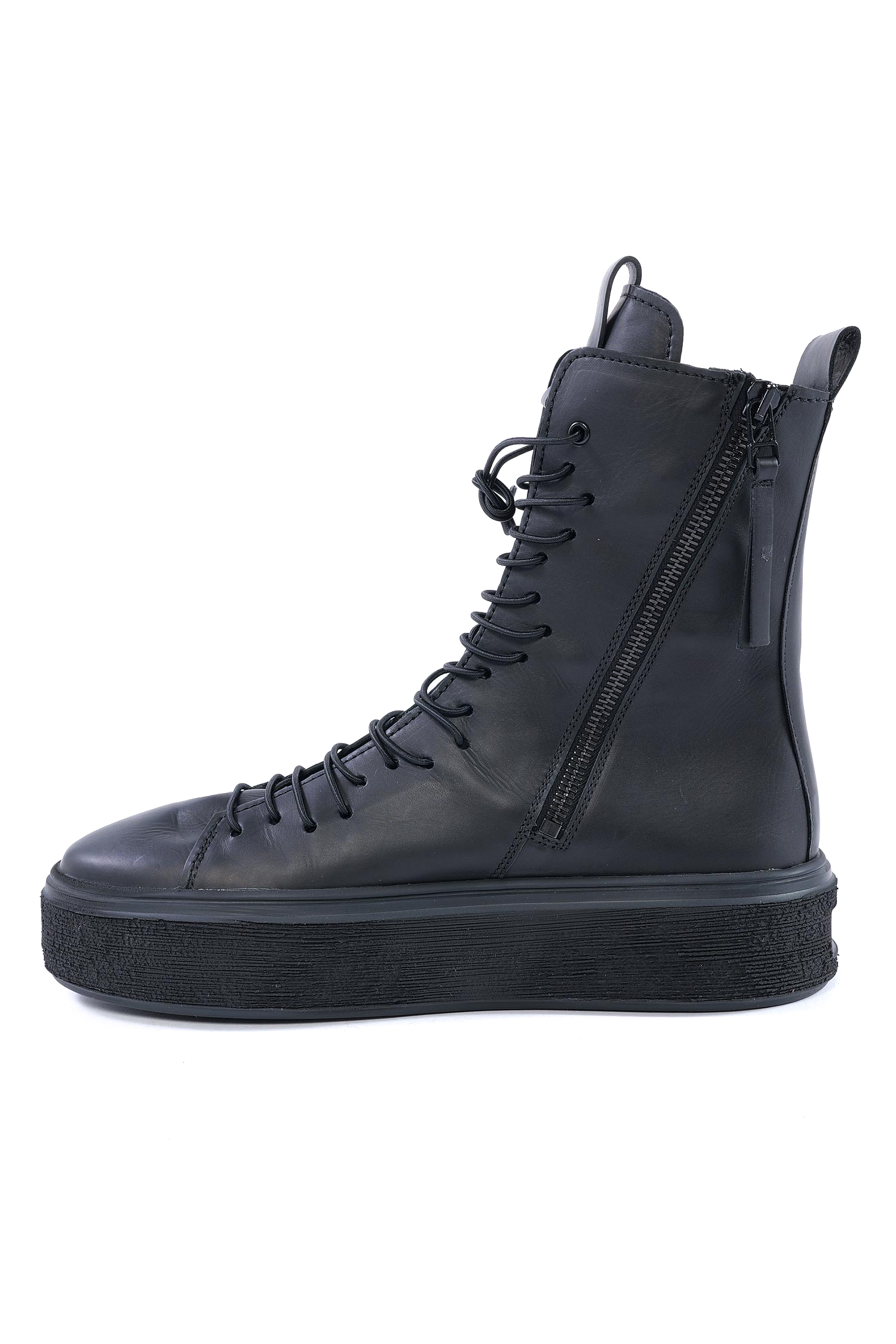High-top leather sneakers - Black - 907108