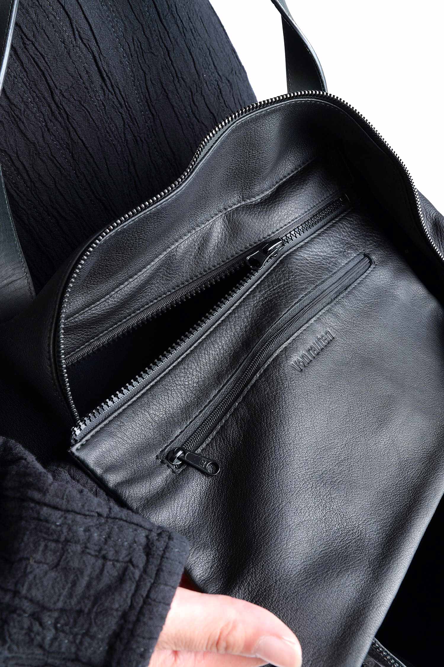 Große Ledertasche - Schwarz - Weekender