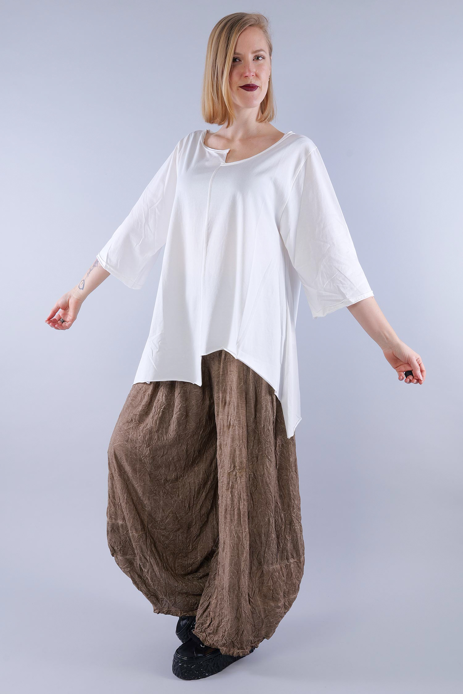 Oversize T-Shirt - Weiß - 25016