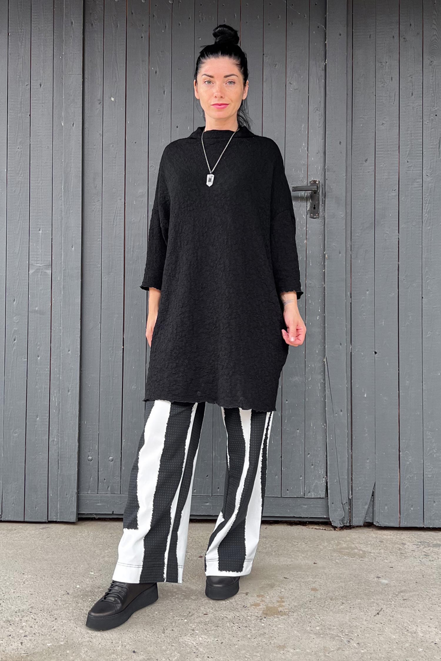 Merino Tunika - Schwarz - 6501