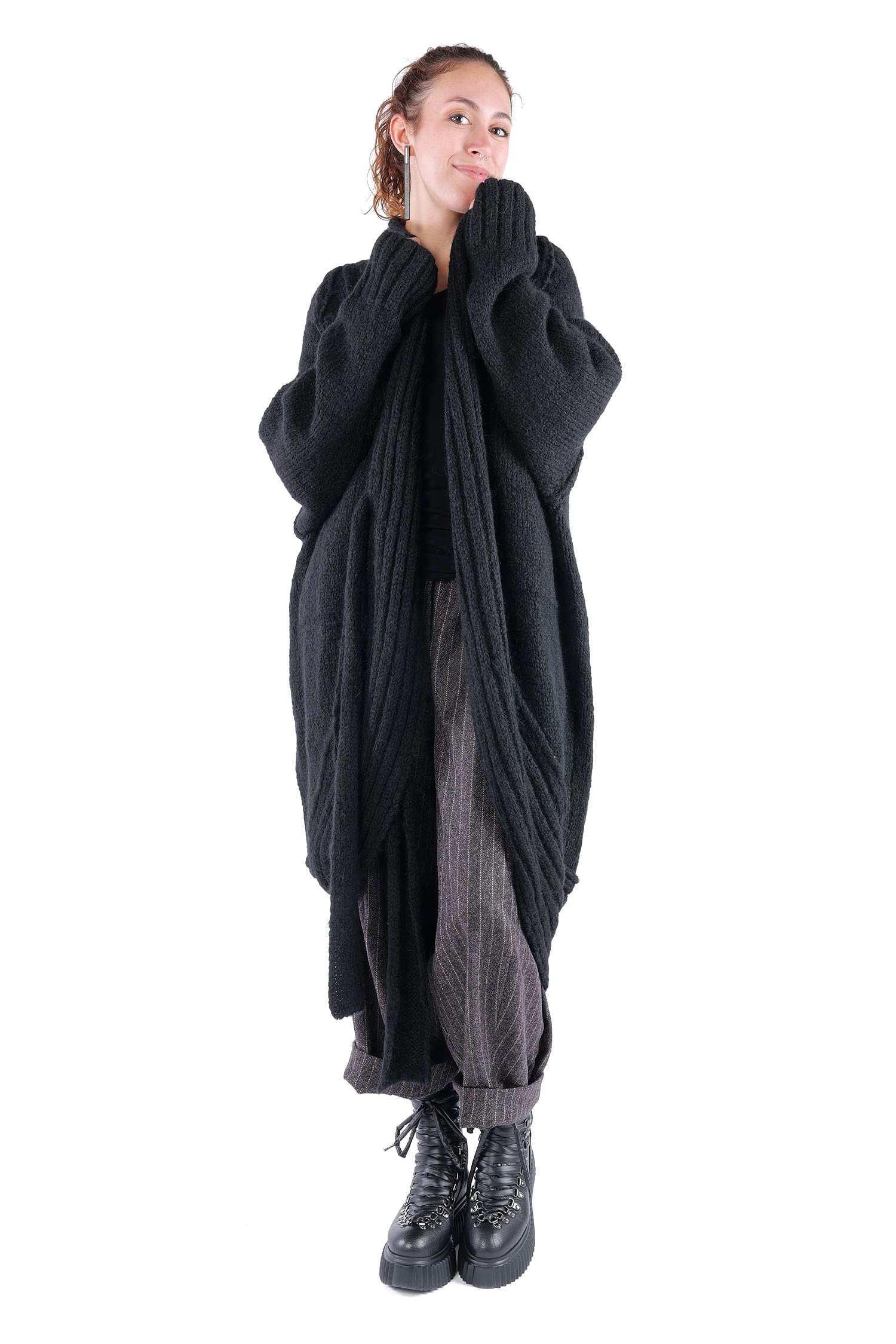 Oversize Cardigan - Schwarz - Serpent