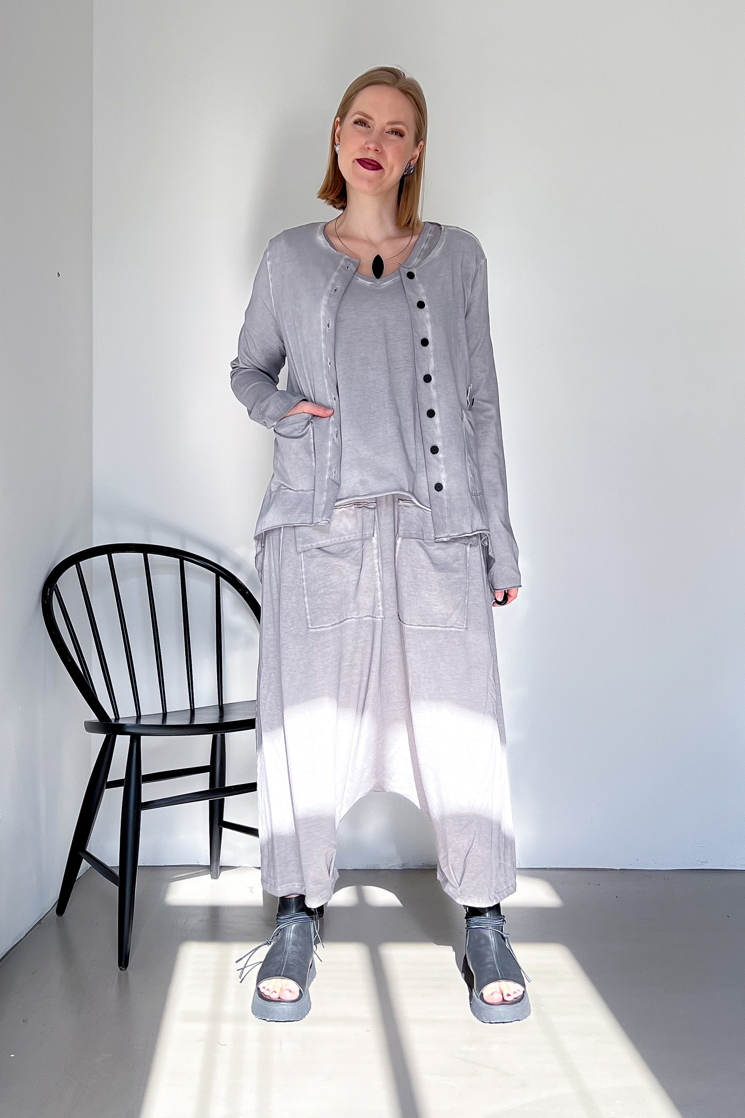 Detailreiche Jacke - Cement - 4028