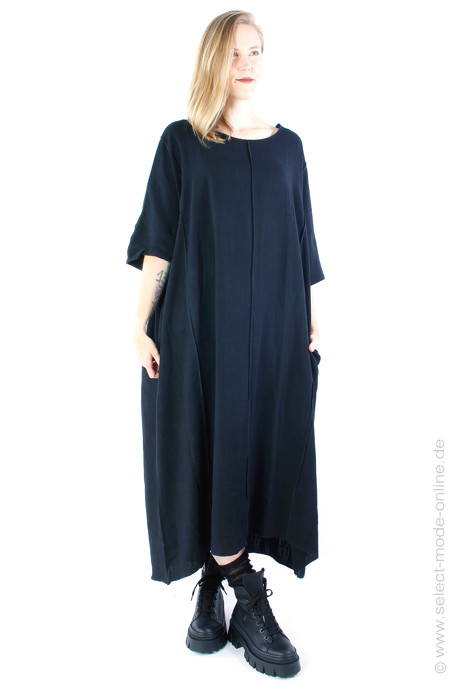 Oversize Kleid mit Ziernähten - schwarz - 1263