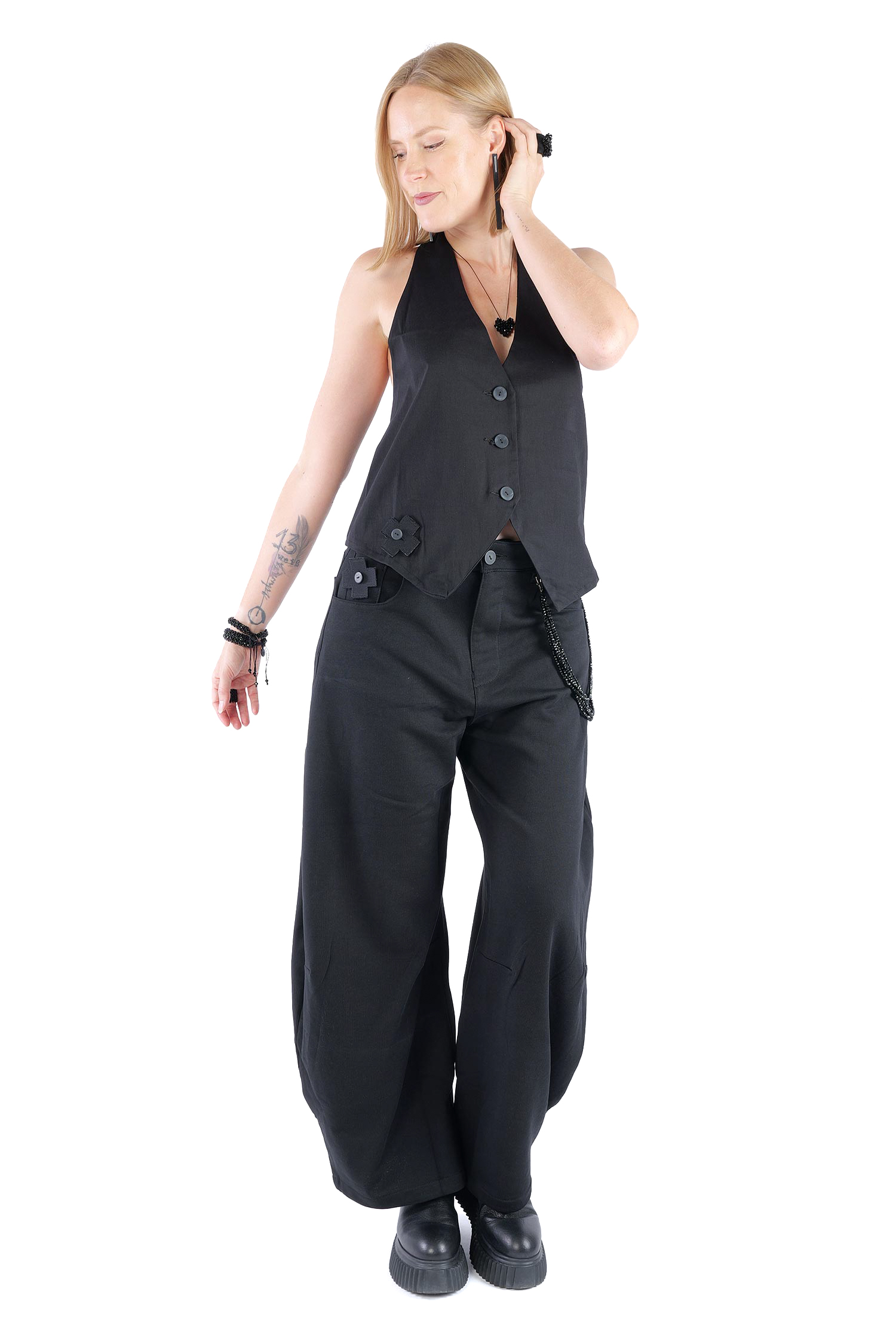 Stretch-Weste - Schwarz - 4036