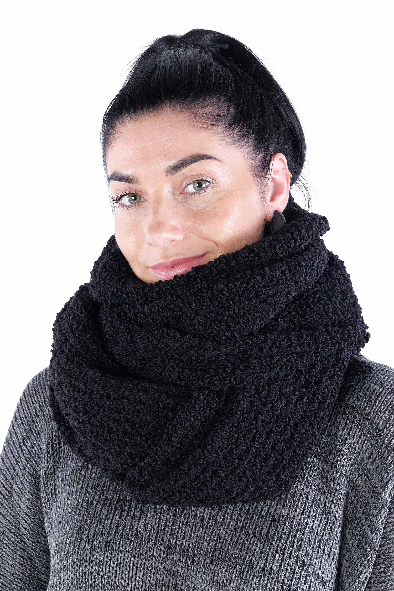 Strickschal - Schwarz - Bubble