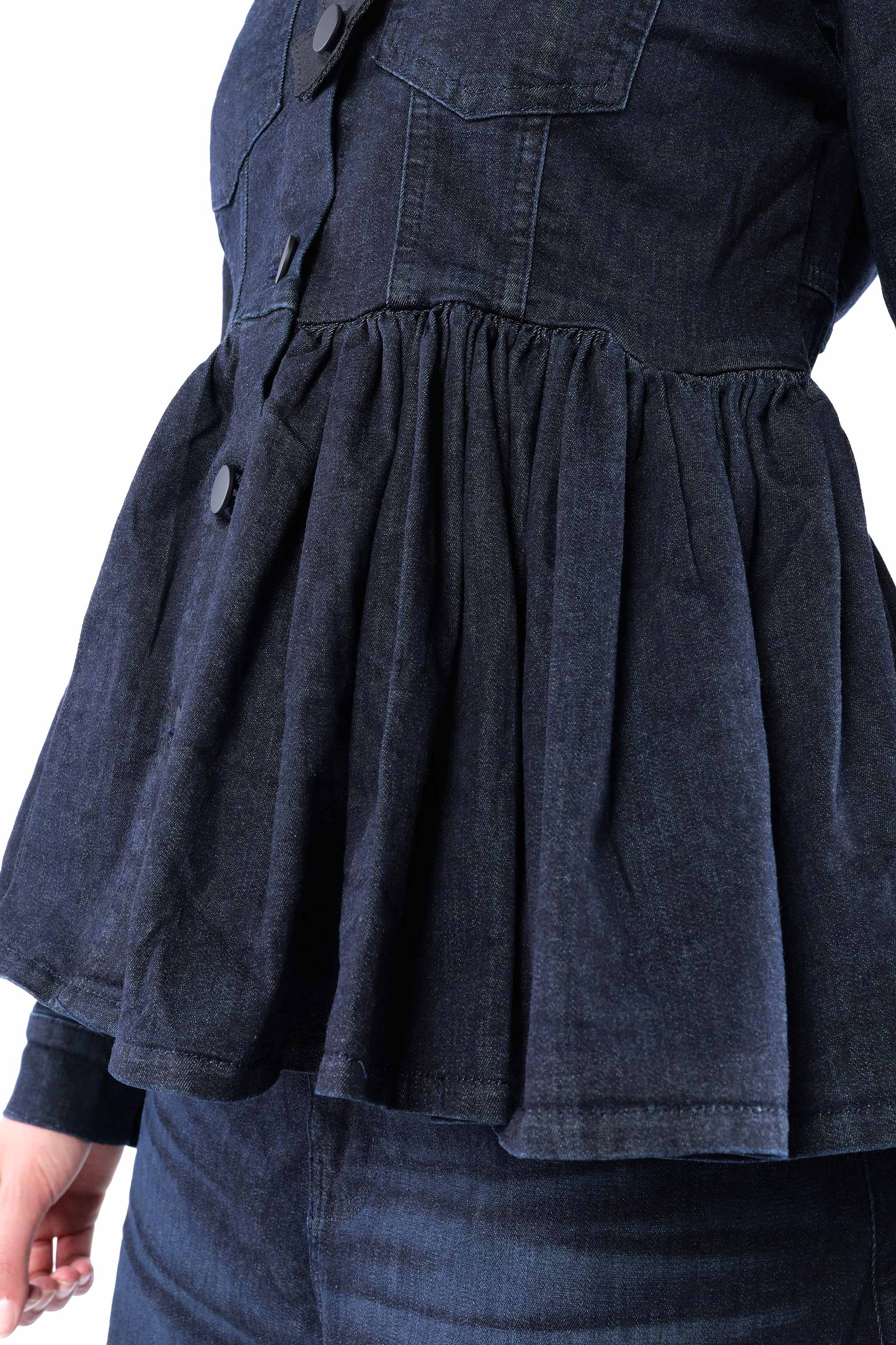 Gerüschte Jeansjacke - Darkblue - 8064
