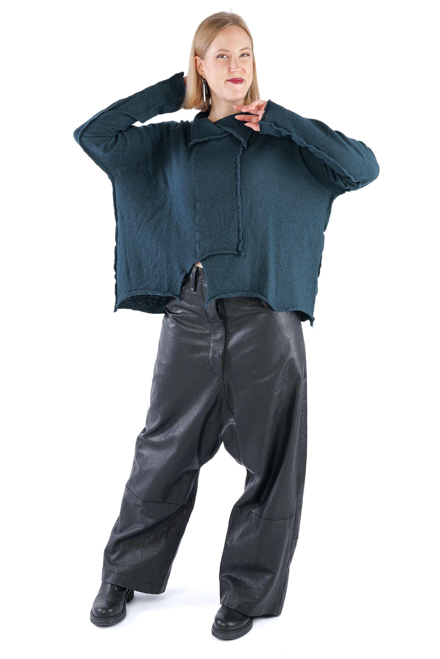 Oversize Wollpullover - Petrol - 2261680713