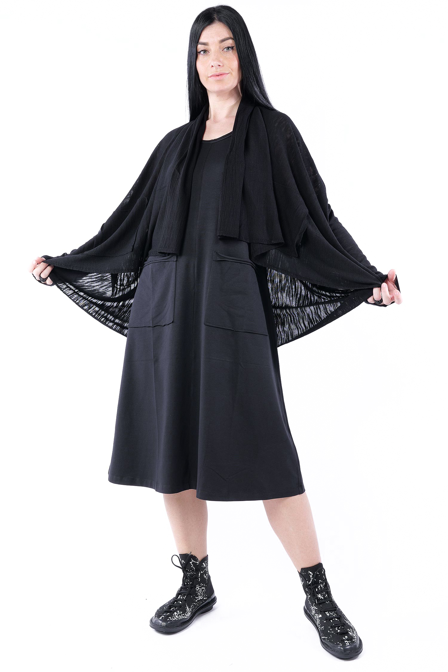 Feinstrickmantel - Schwarz - 26.1-KH012