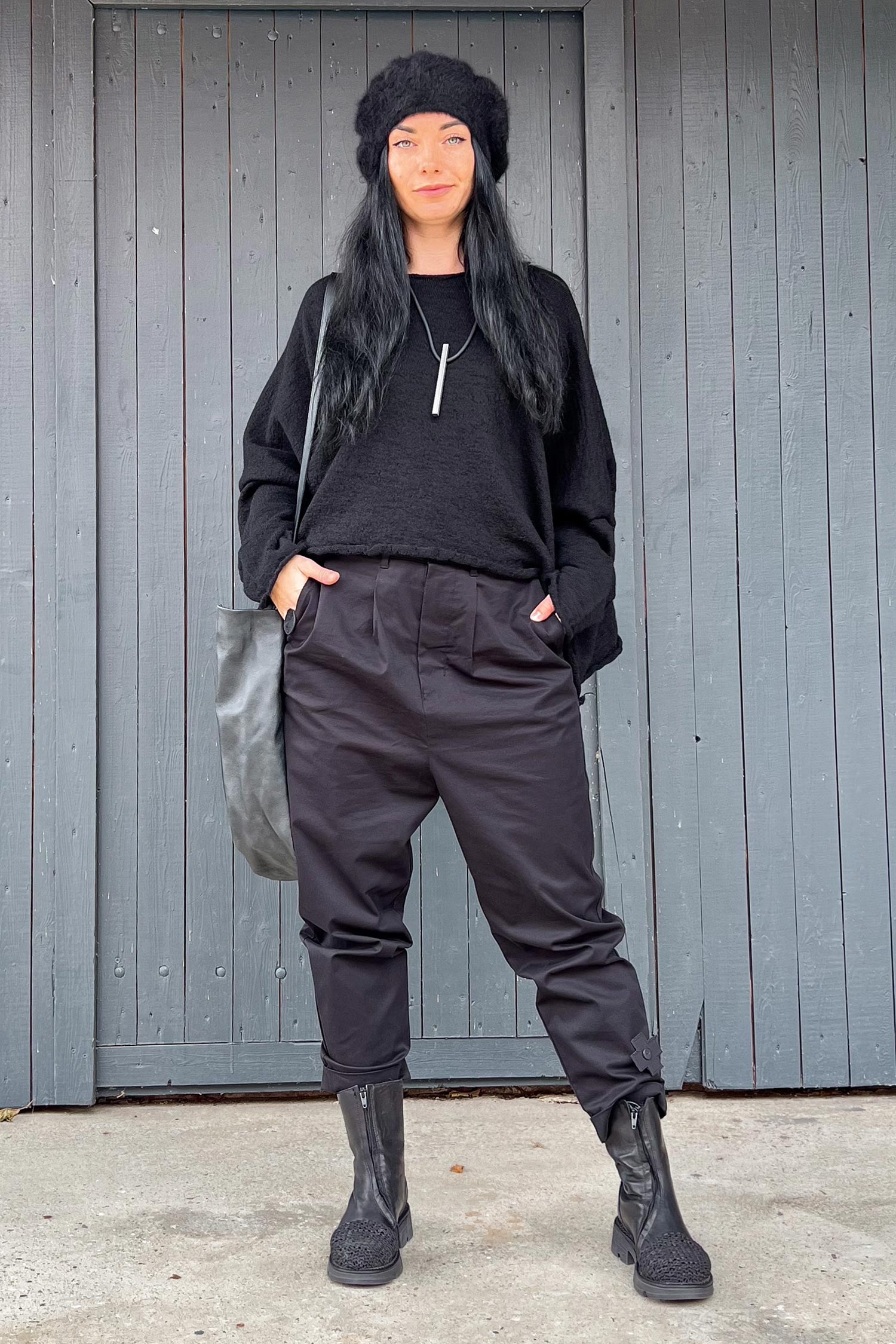 Legere Baumwollhose - Schwarz - 1097