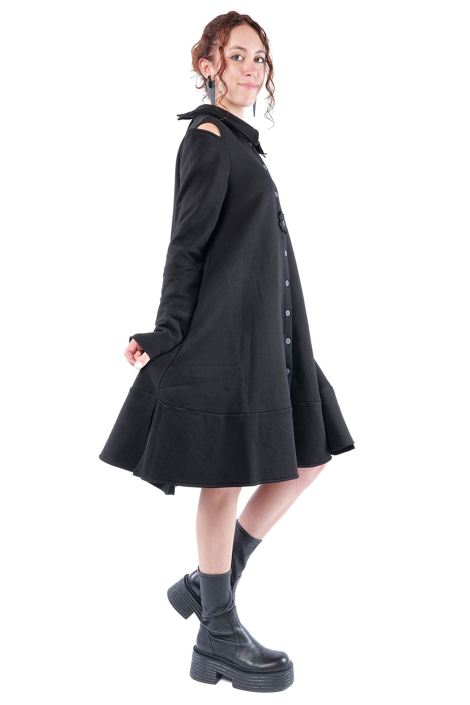 Mantel-Kleid - Schwarz - 1158