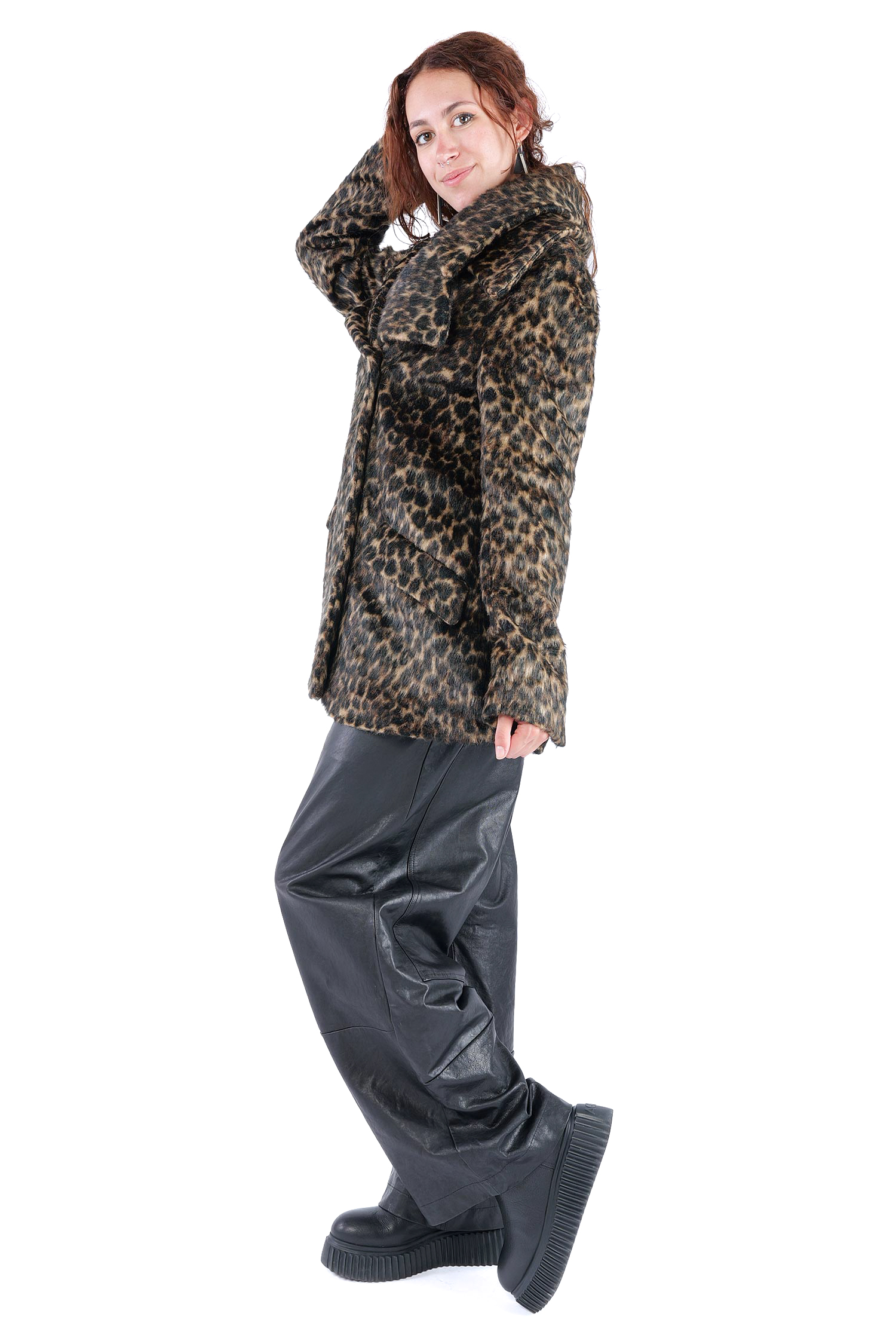 Oversized leopard fur jacket - Leo jacquard - 2261191102