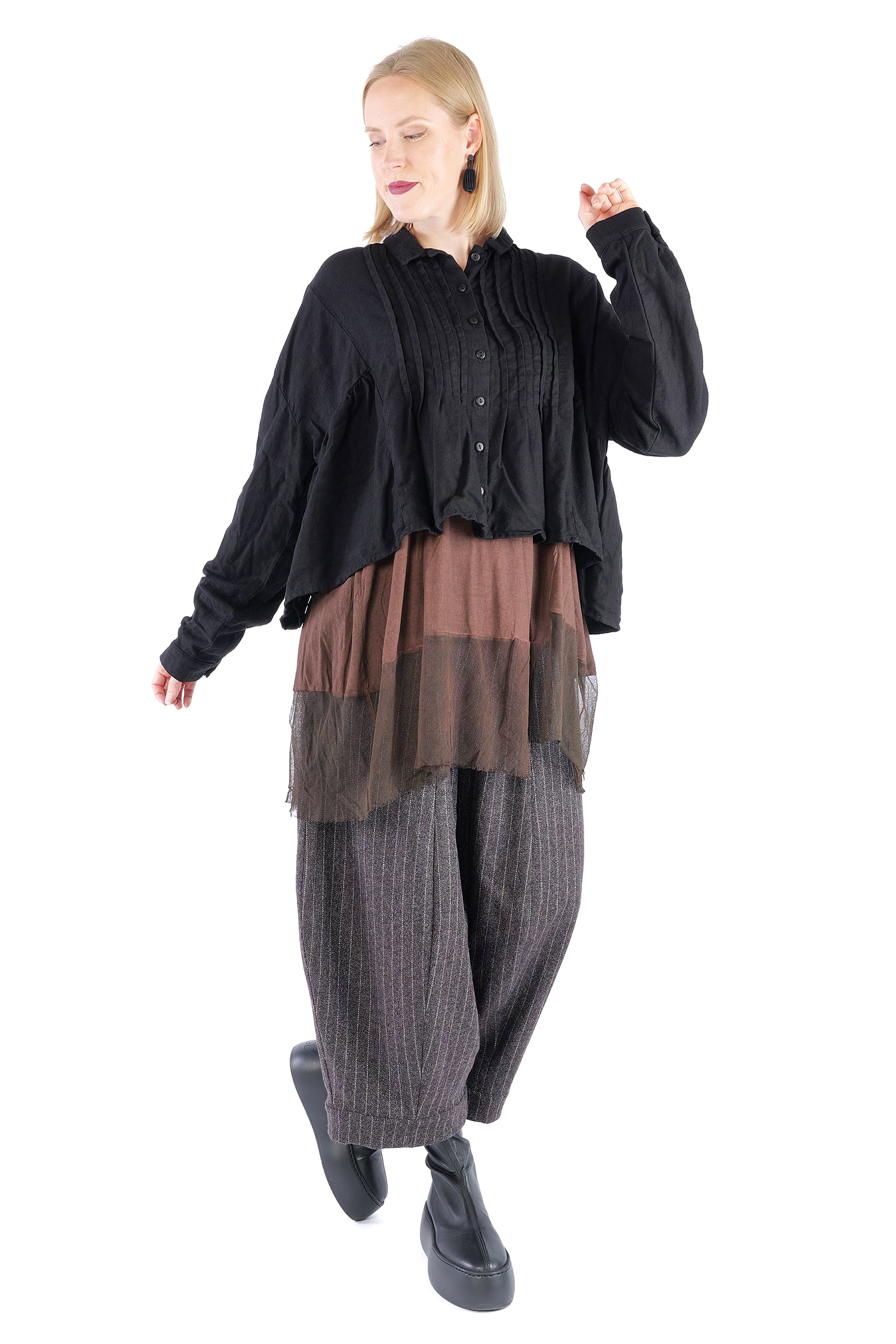 Kurze Flanelljacke - Schwarz - Innenfrei