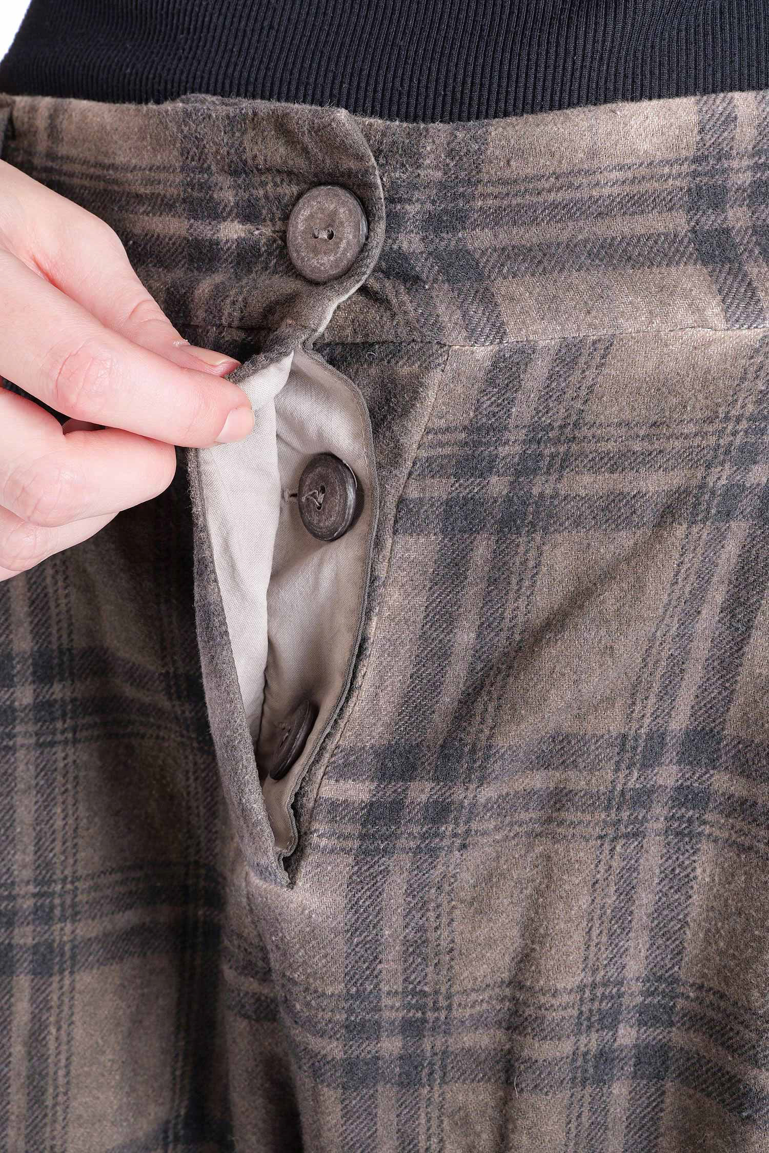 Pleated pants - Truffle old dye check - Casso