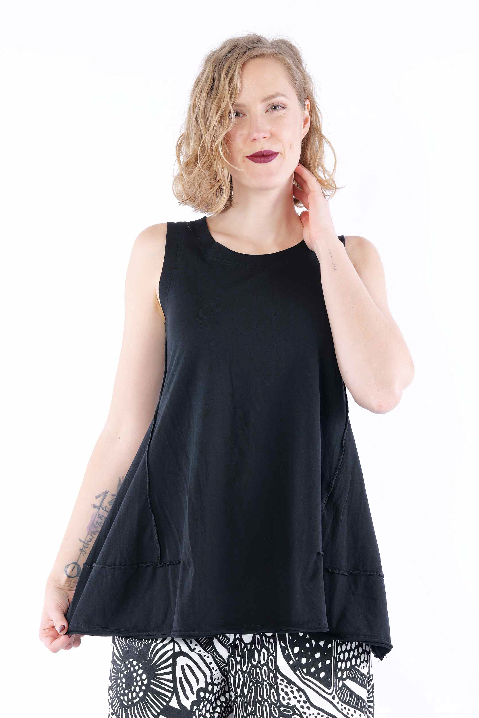 A-Linien Jersey Top - Schwarz - 1263470822