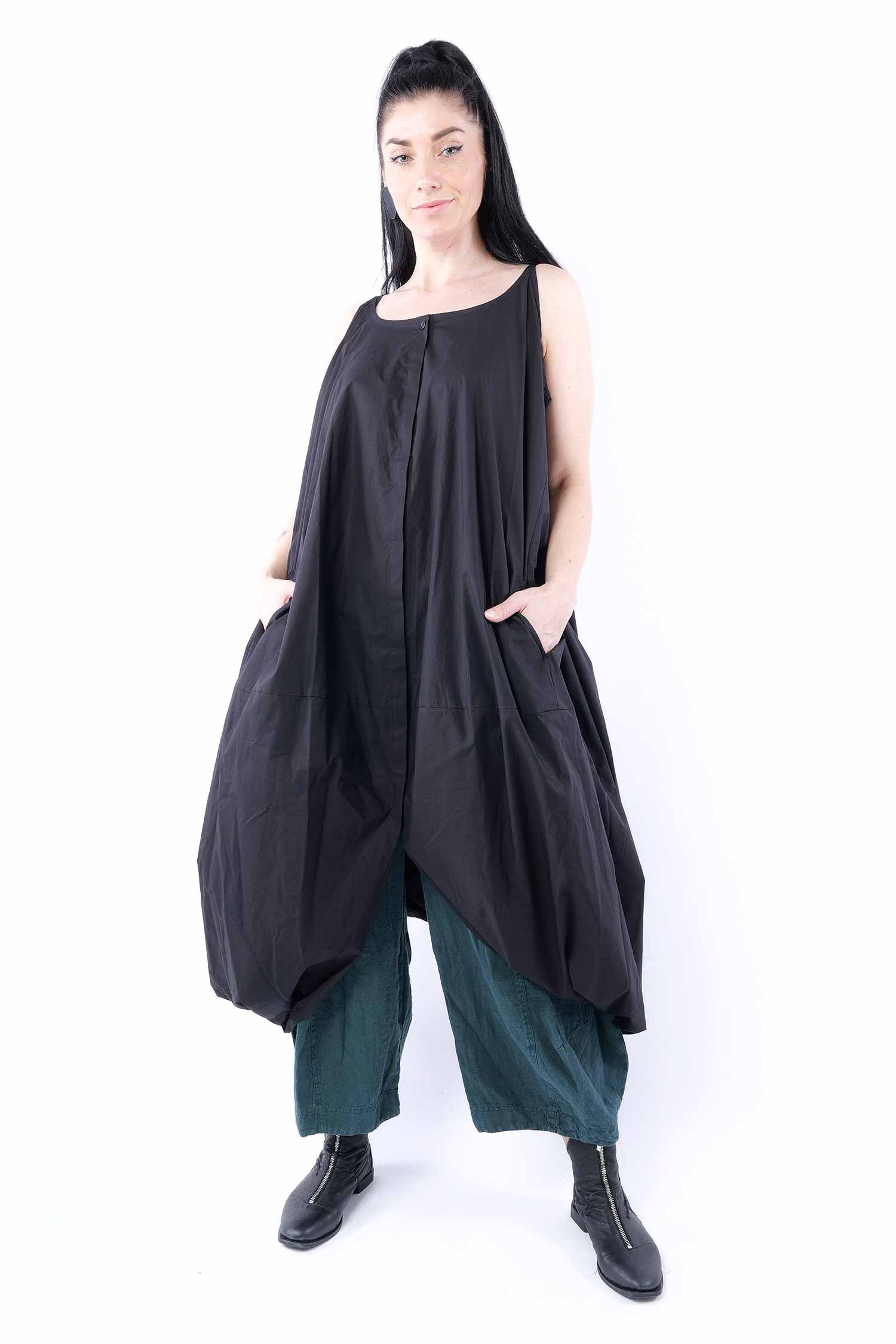 Tulpiges Blusenkleid - Schwarz - 1261230903