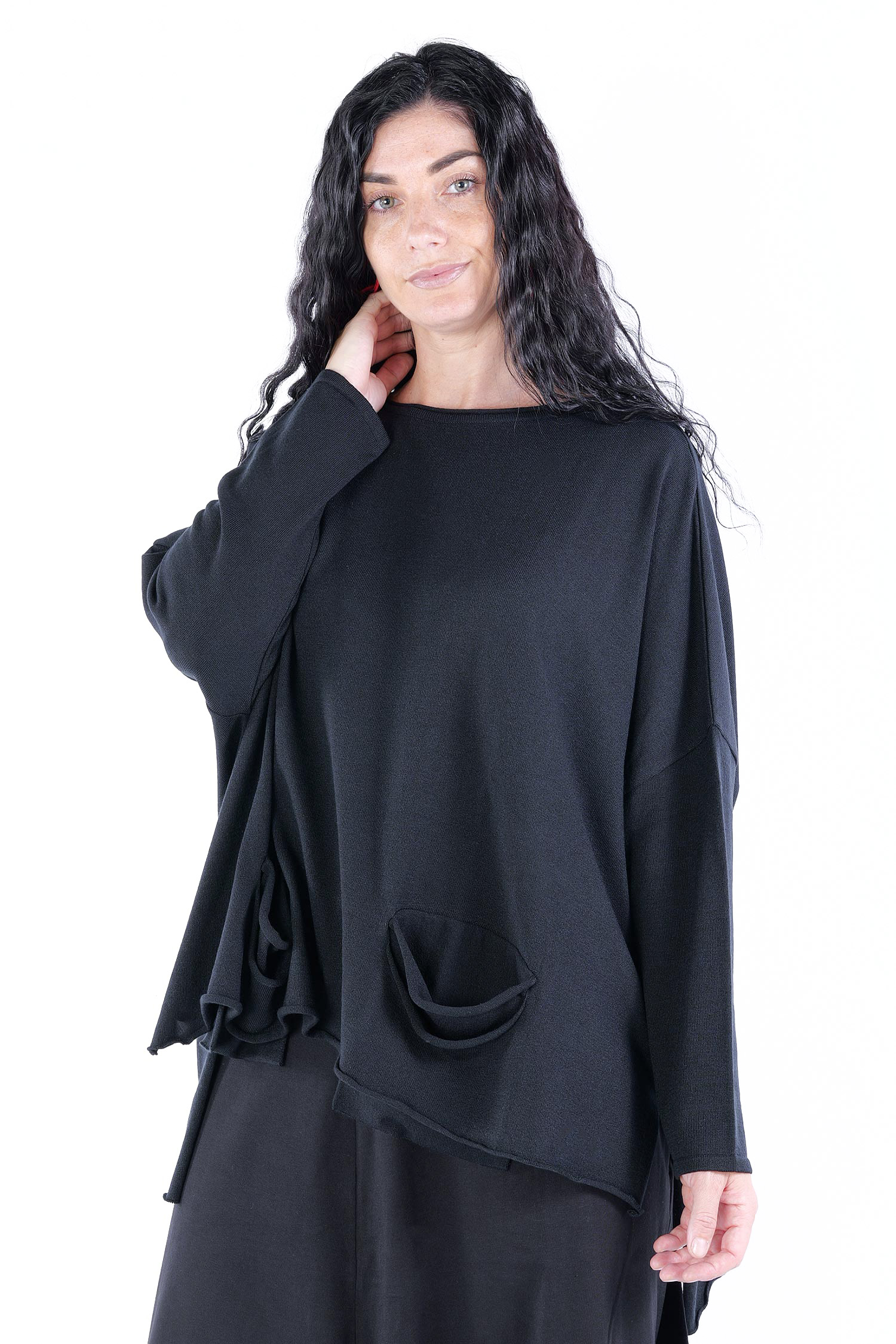 Oversize Feinstrickpullover - Schwarz - NM4000